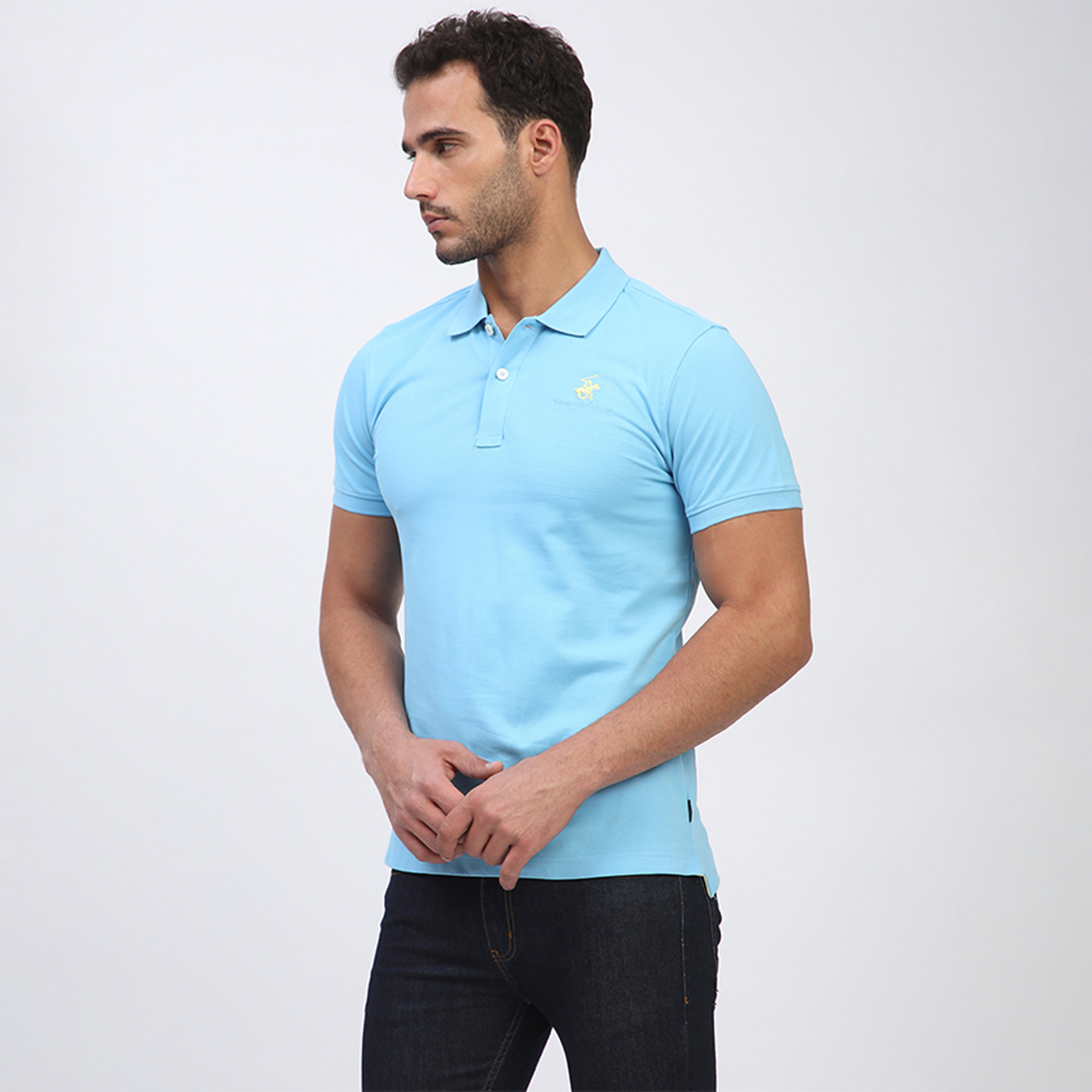 تي شيرت بولو رجالي سادة بأكمام قصيرة وياقة من بيفرلي هيلز بولو كلوب-men-clothing-tshirtsandpolos-polos-image-12