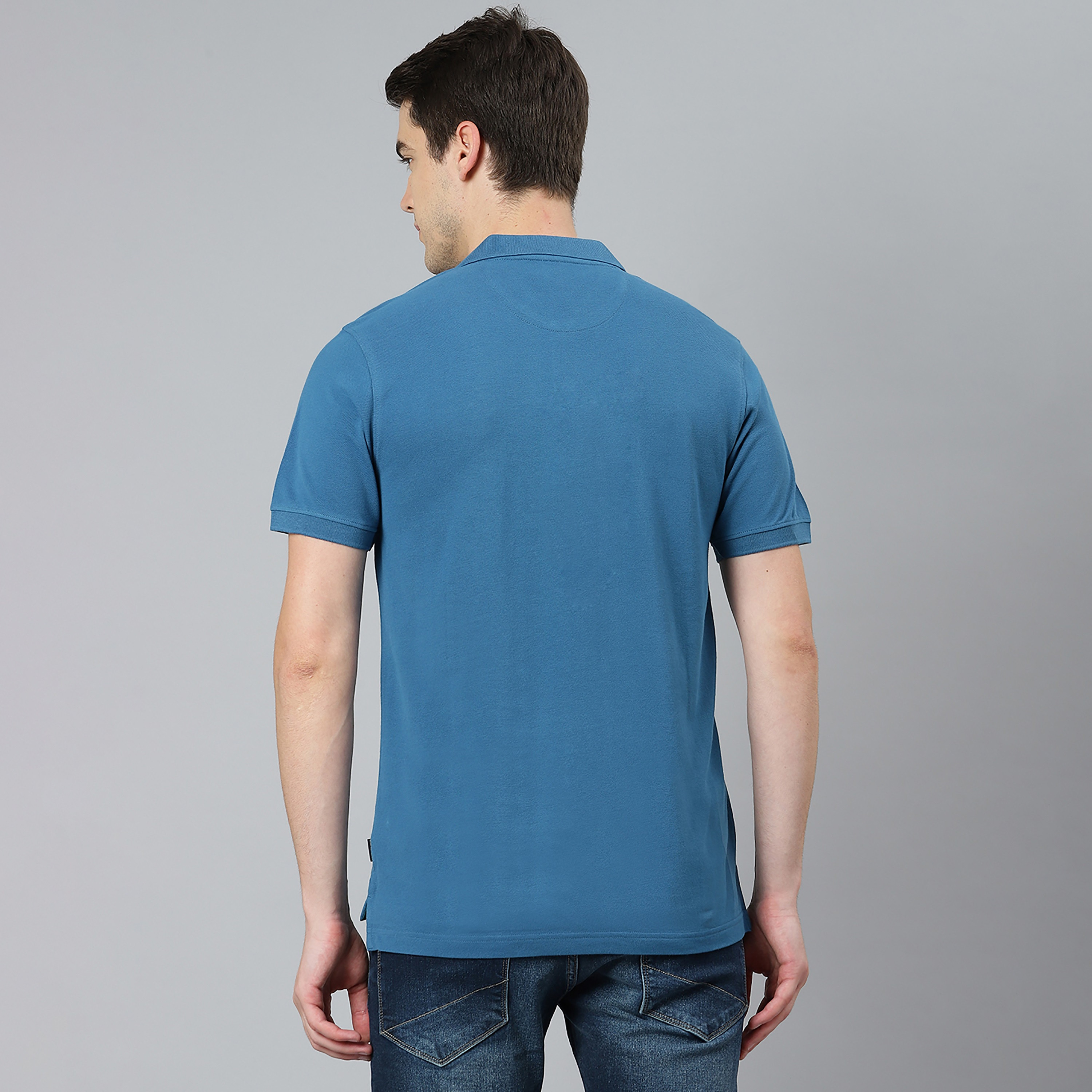 تي شيرت بيفرلي هيلز بولو كلب بأكمام قصيرة سادة بلون أزرق للرجال-men-clothing-tshirtsandpolos-polos-image-4
