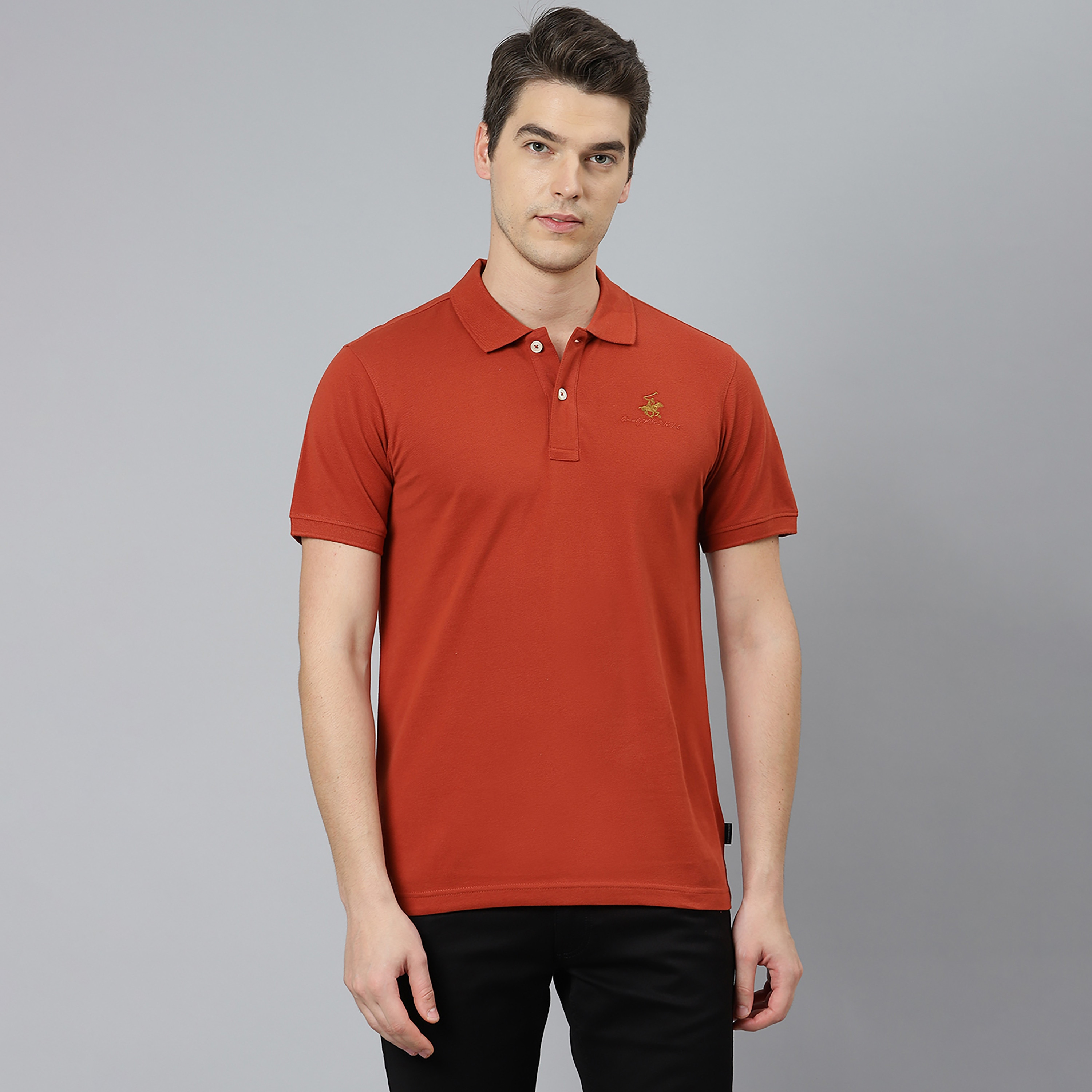تي شيرت بيفرلي هيلز بولو كلب بأكمام قصيرة سادة بلون أزرق للرجال-men-clothing-tshirtsandpolos-polos-image-7
