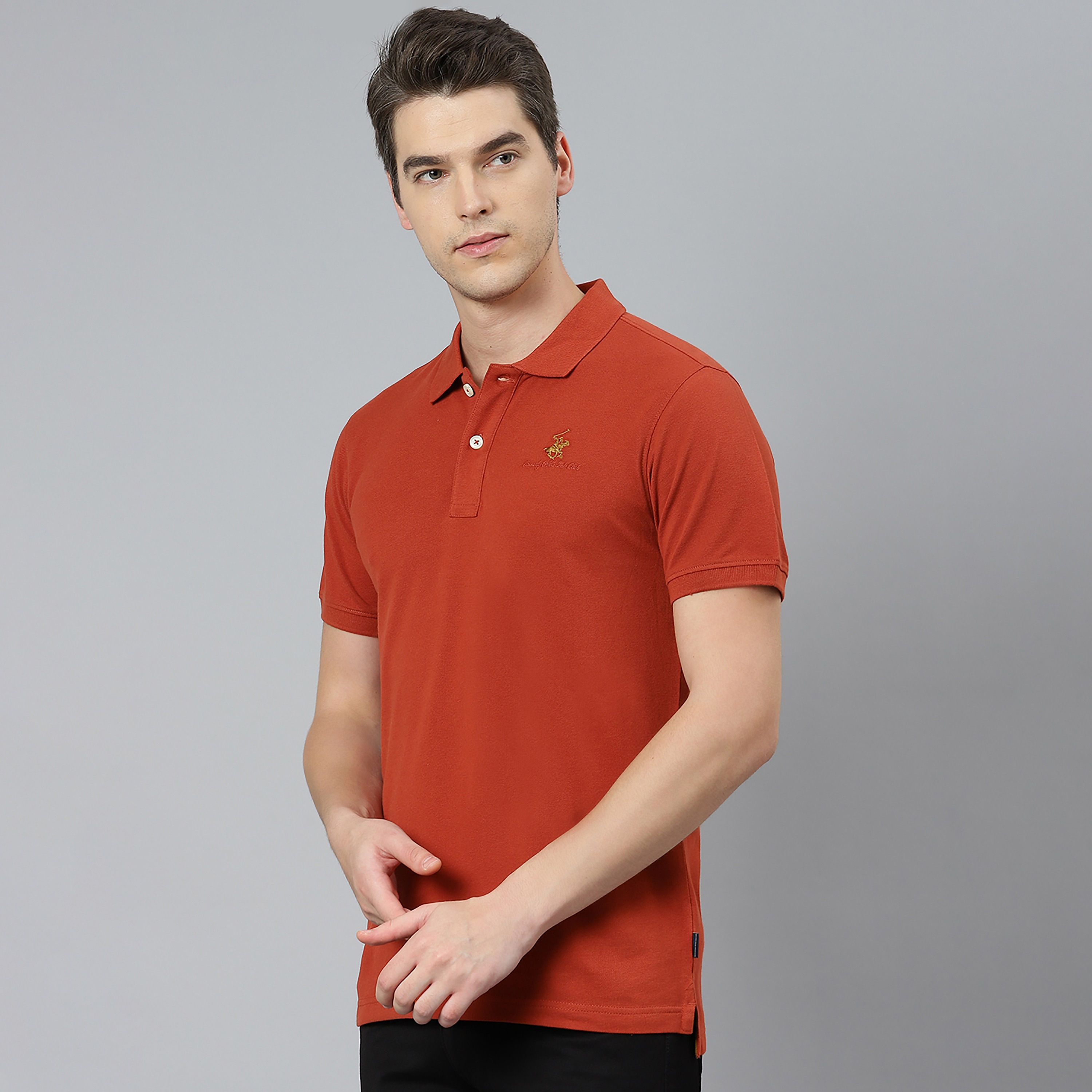 تي شيرت بيفرلي هيلز بولو كلب بأكمام قصيرة سادة بلون أزرق للرجال-men-clothing-tshirtsandpolos-polos-image-8
