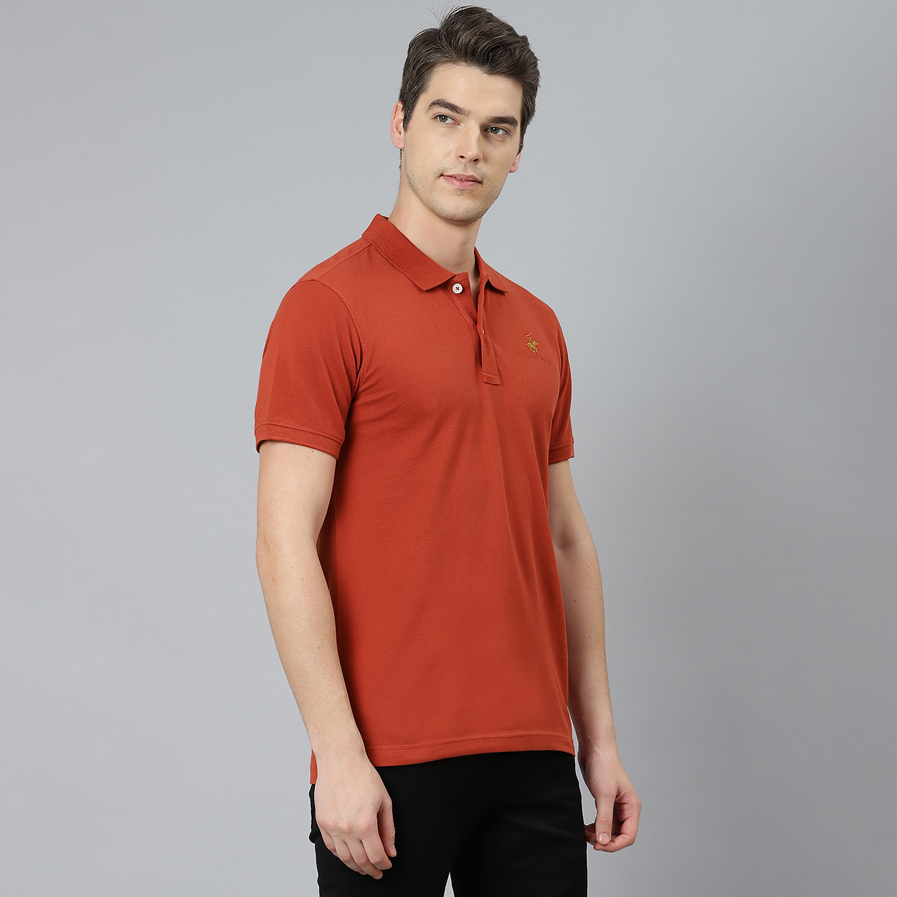 تي شيرت بيفرلي هيلز بولو كلب بأكمام قصيرة سادة بلون أزرق للرجال-men-clothing-tshirtsandpolos-polos-image-9