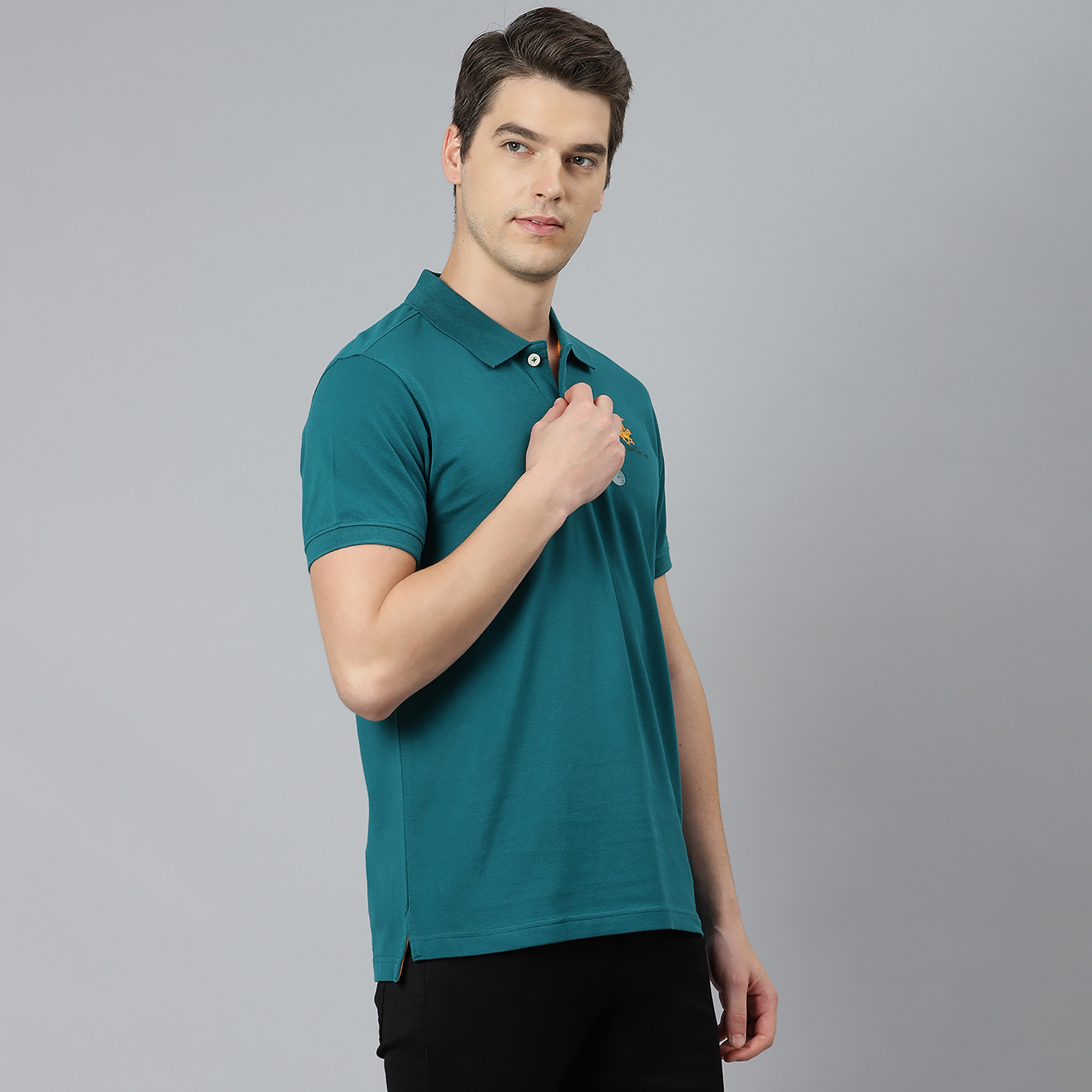 تي شيرت بيفرلي هيلز بولو كلب بأكمام قصيرة سادة بلون أزرق للرجال-men-clothing-tshirtsandpolos-polos-image-15