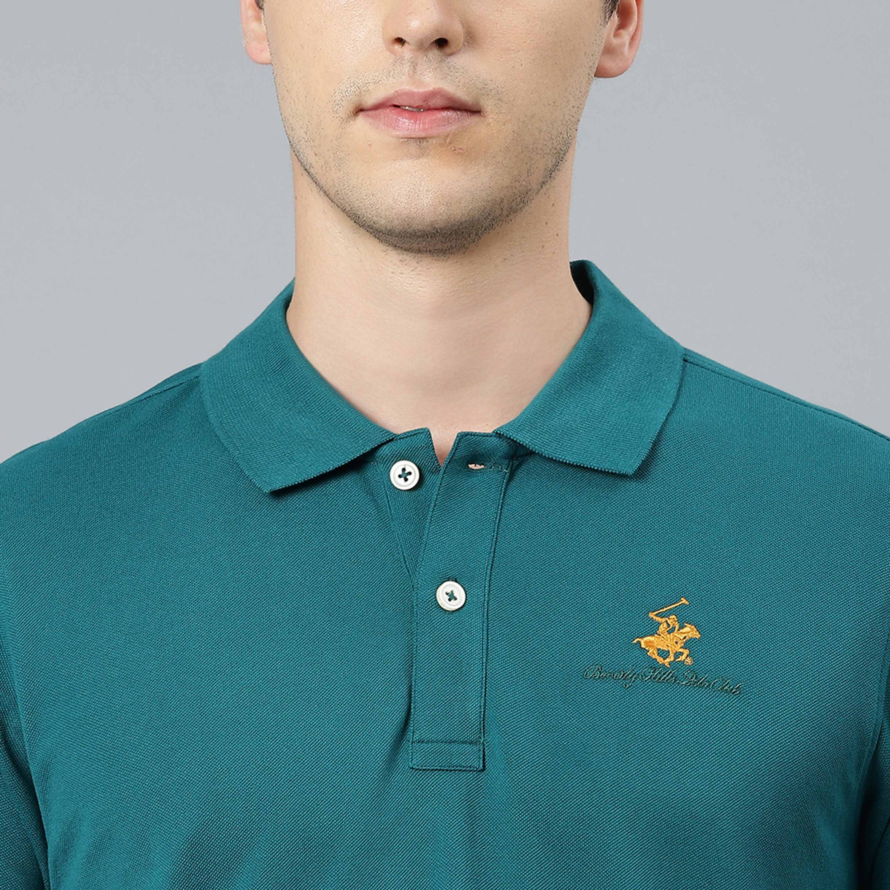 تي شيرت بيفرلي هيلز بولو كلب بأكمام قصيرة سادة بلون أزرق للرجال-men-clothing-tshirtsandpolos-polos-image-17