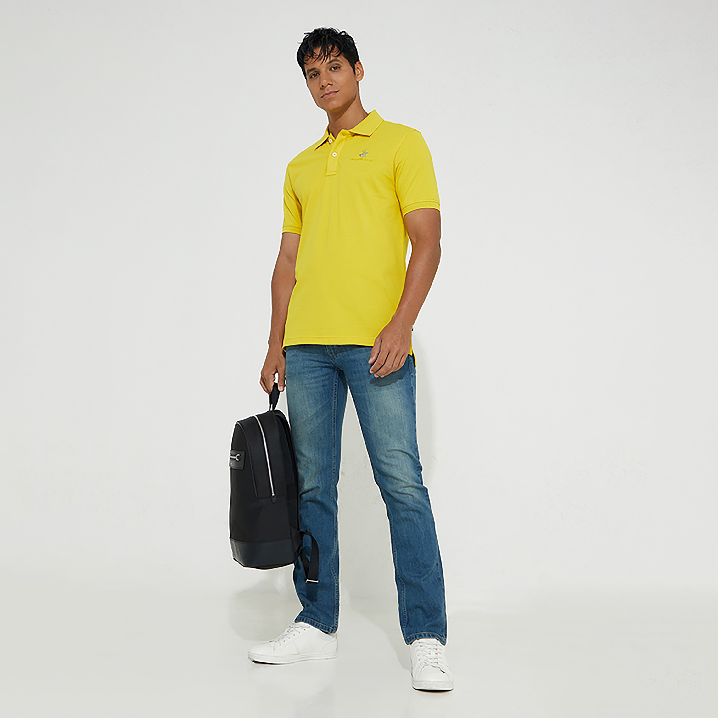 تي شيرت بولو بأكمام قصيرة وشعار من بيفرلي هيلز بولو كلوب-men-clothing-tshirtsandpolos-polos-image-2