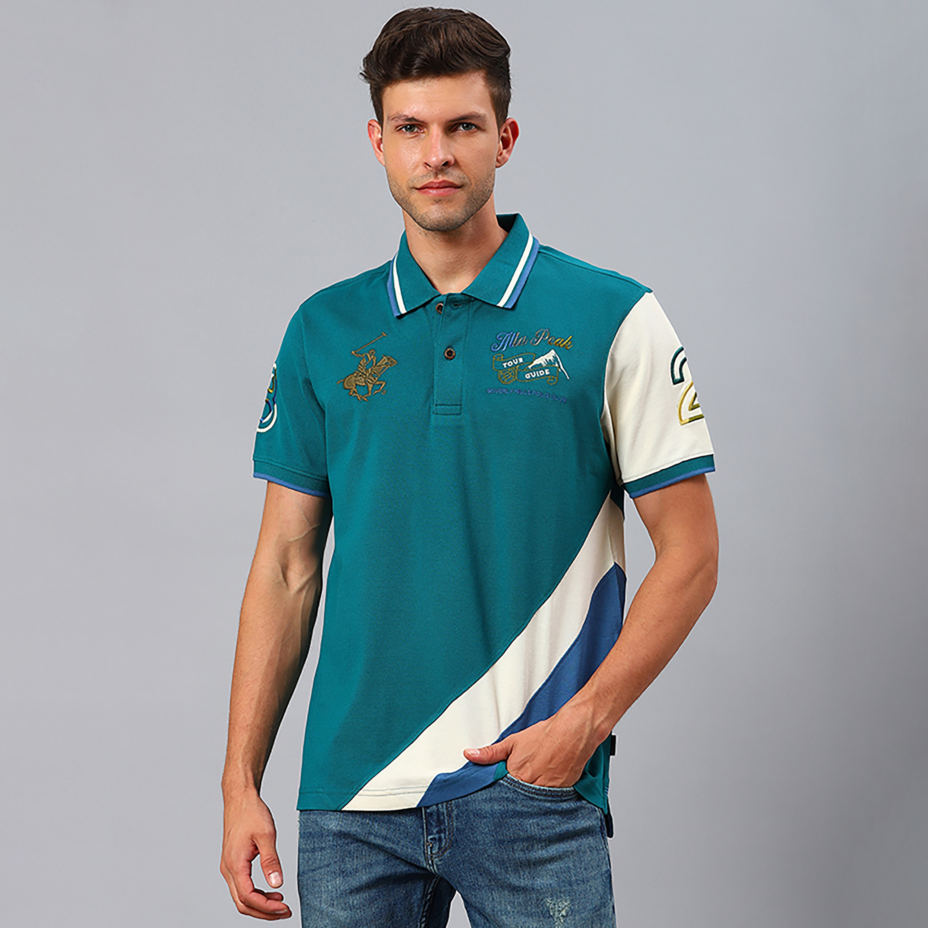 Beverly Hills Polo Club Colour Block Collared Short Sleeves Polo T-Shirt-men-clothing-tshirtsandpolos-polos-image-1