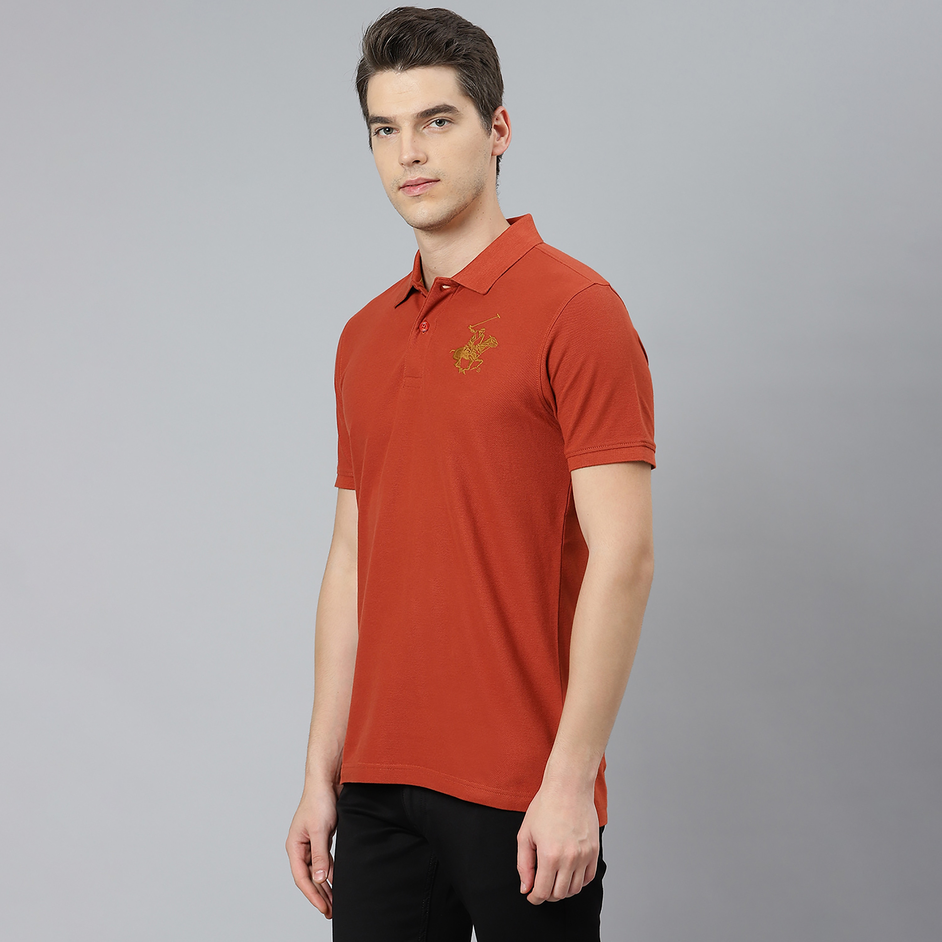 Beverly Hills Polo Club Men Orange Plain Short Sleeves Polo T-Shirt-men-clothing-tshirtsandpolos-polos-image-3