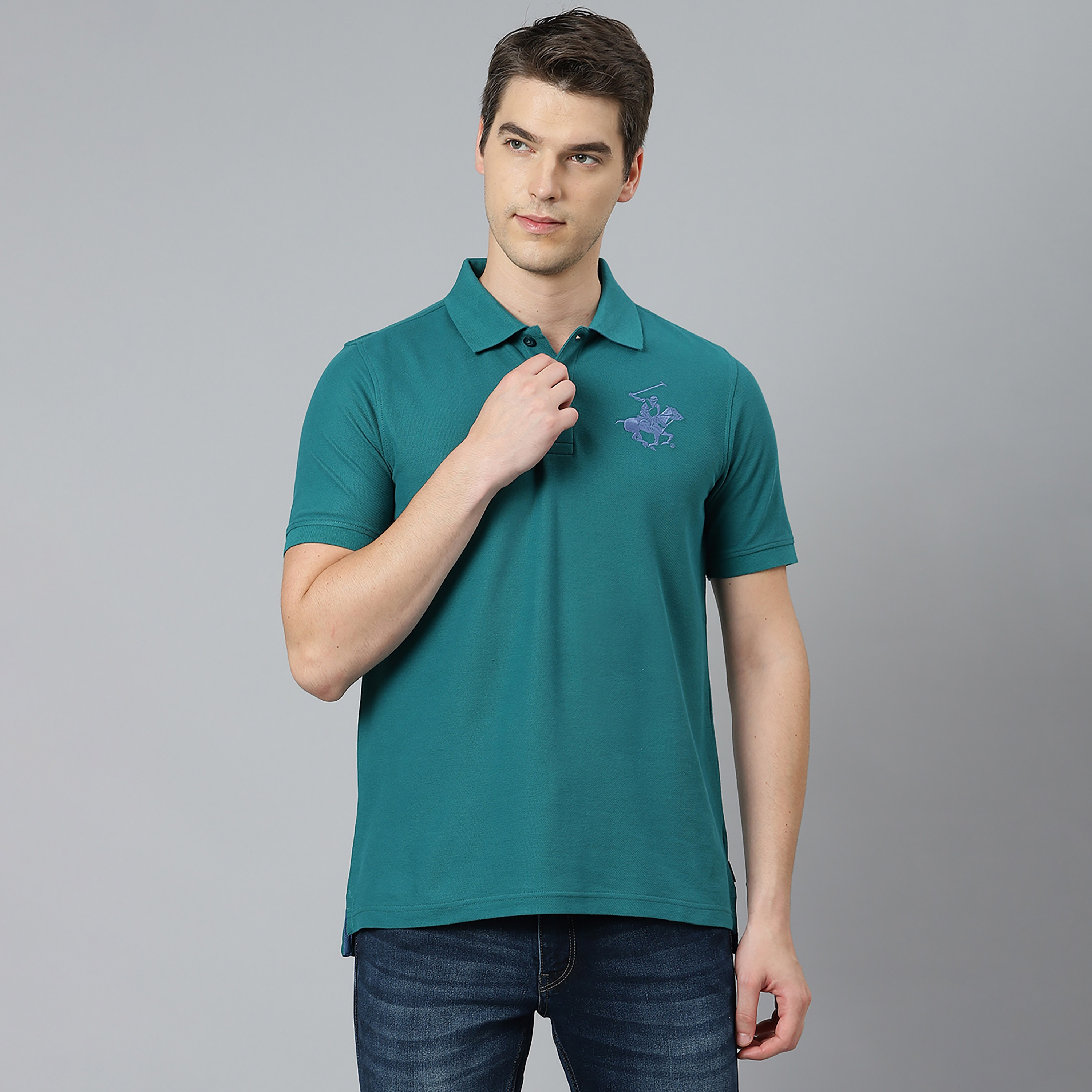 تي شيرت بيفرلي هيلز بولو كلب بأكمام قصيرة سادة بلون برتقالي للرجال-men-clothing-tshirtsandpolos-polos-image-8