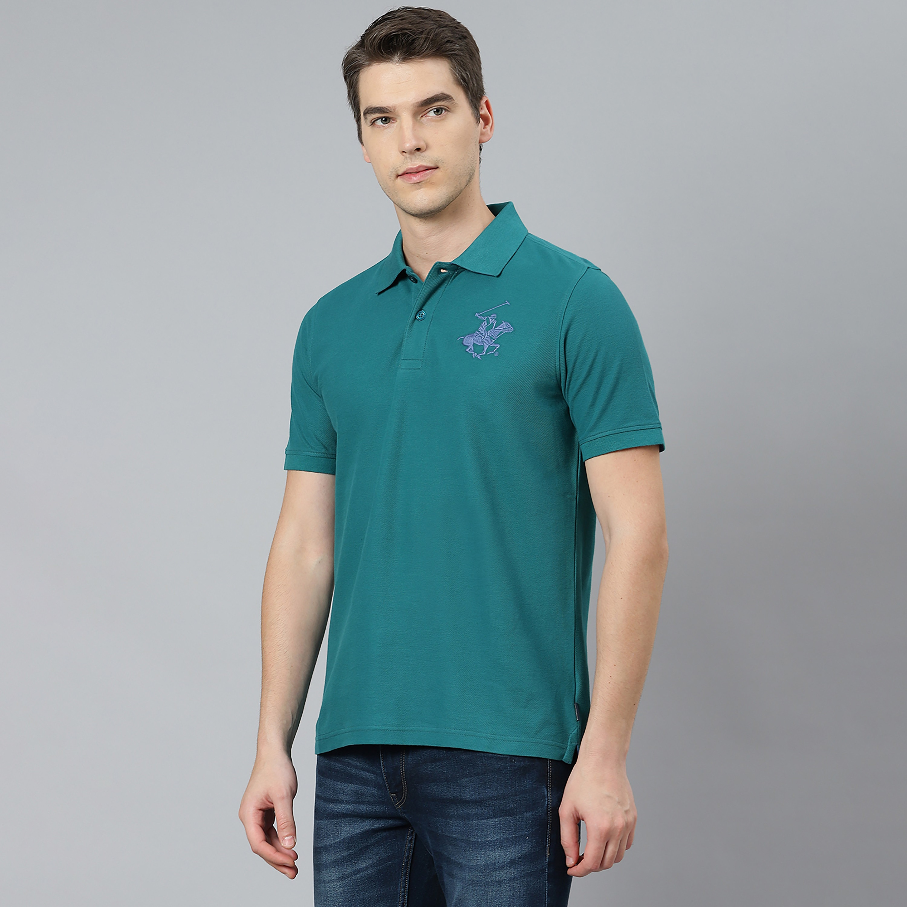 تي شيرت بيفرلي هيلز بولو كلب بأكمام قصيرة سادة بلون برتقالي للرجال-men-clothing-tshirtsandpolos-polos-image-10