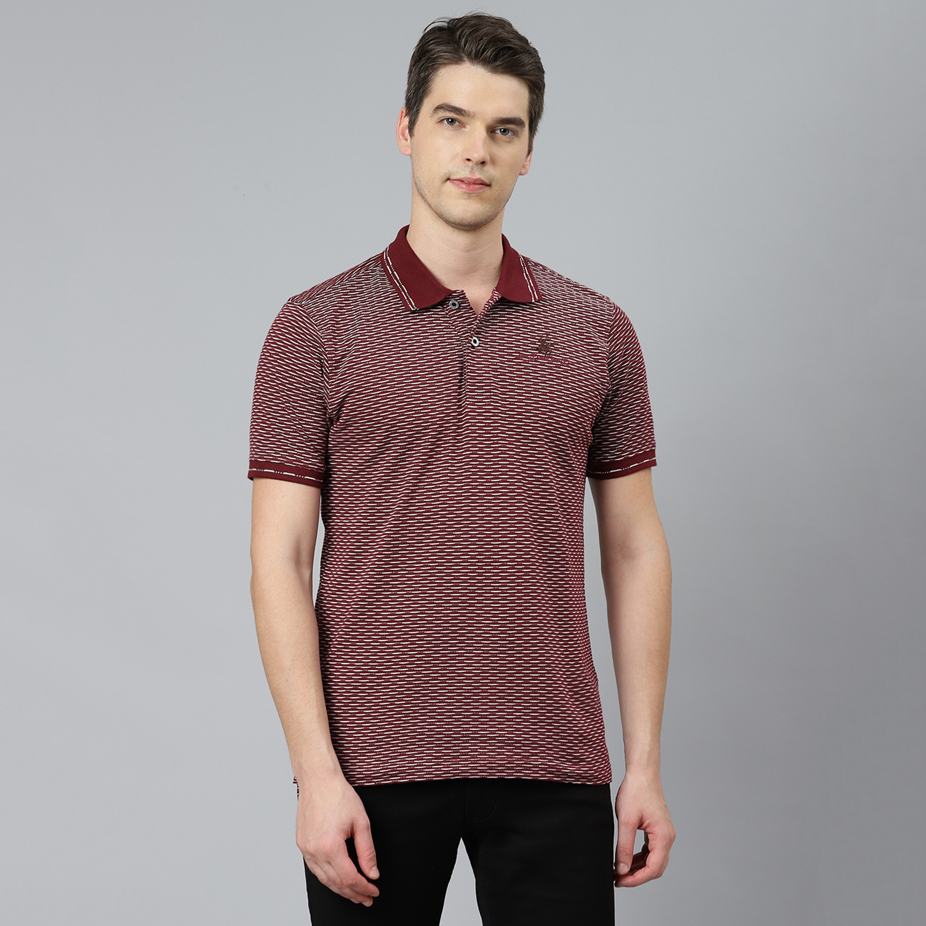 Beverly Hills Polo Club Men Burgundy Printed Short Sleeves Polo T-Shirt-men-clothing-tshirtsandpolos-polos-image-1