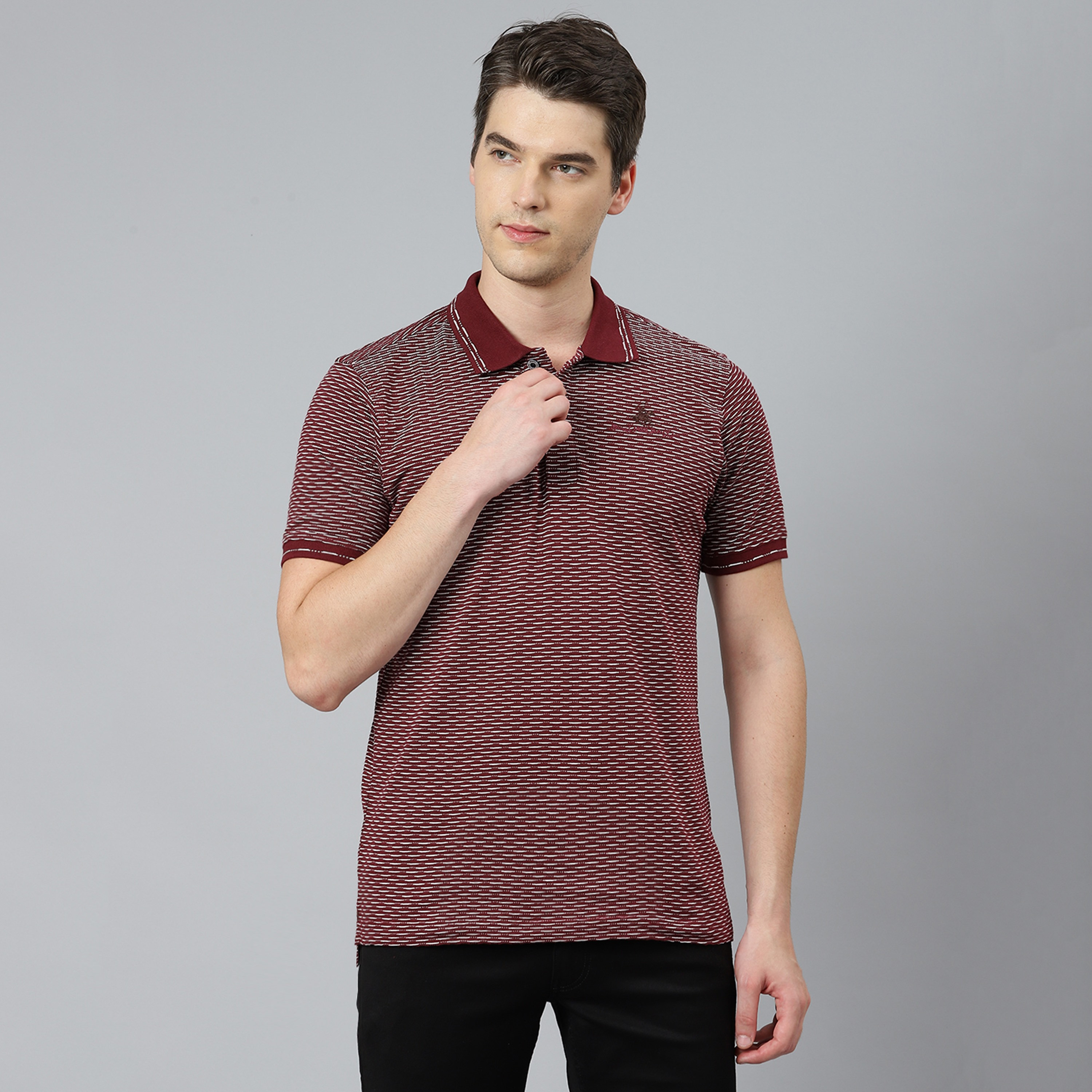 Beverly Hills Polo Club Men Burgundy Printed Short Sleeves Polo T-Shirt-men-clothing-tshirtsandpolos-polos-image-2