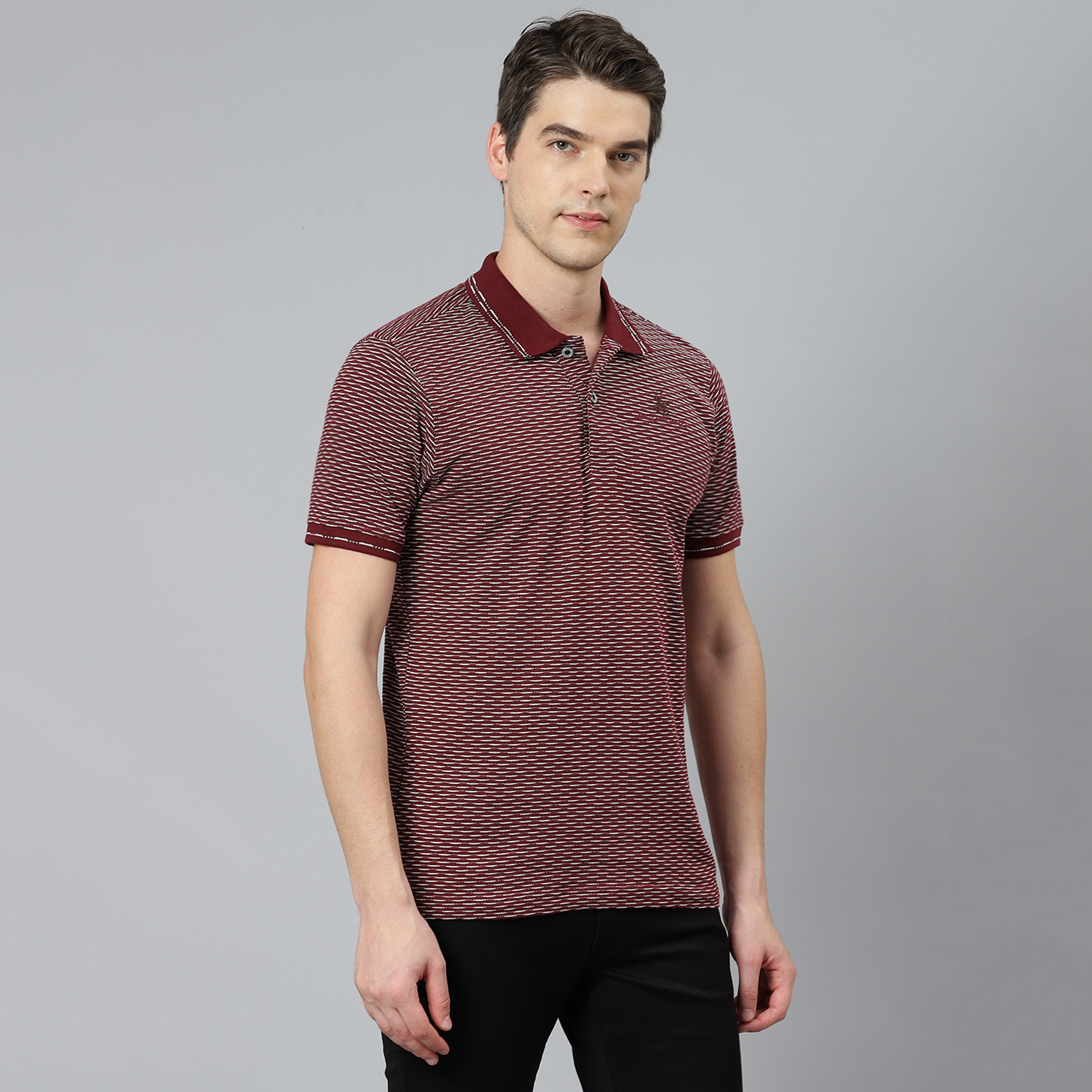 تي شيرت بولو من بيفرلي هيلز بولو كلوب رجالي مع لون بورجوندي مطبوع بأكمام قصيرة-men-clothing-tshirtsandpolos-polos-image-3