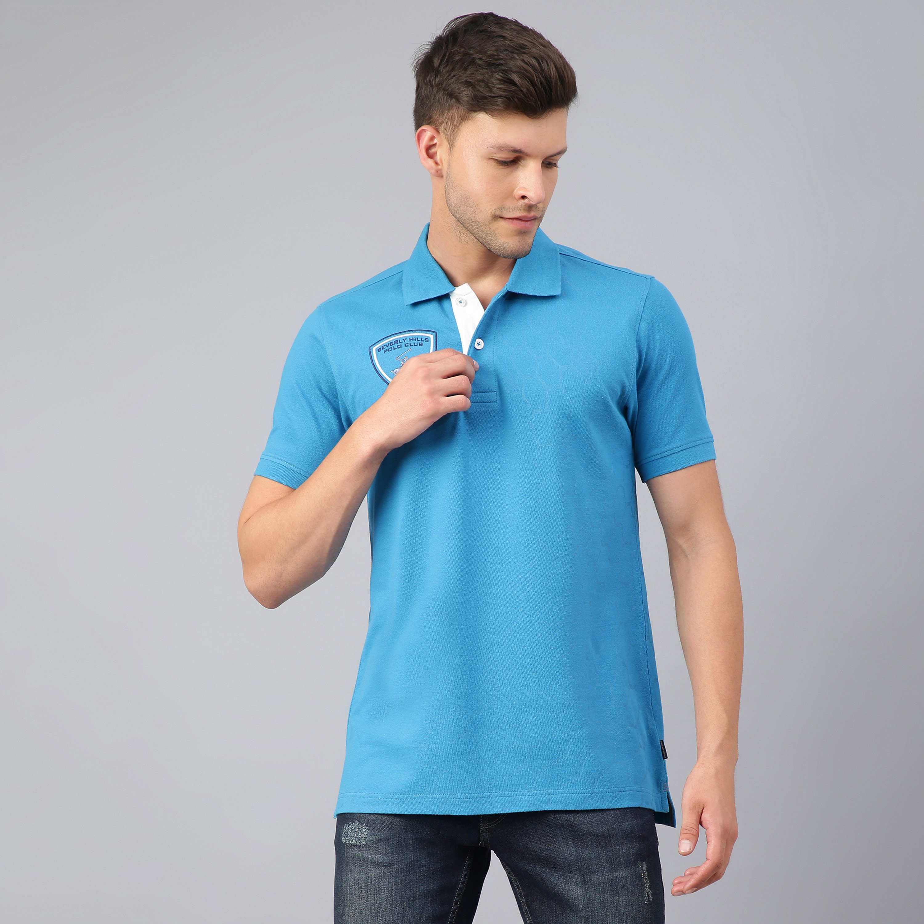 Beverly Hills Polo Club Men Blue Plain Short Sleeves Polo T-Shirt-men-clothing-tshirtsandpolos-polos-image-1