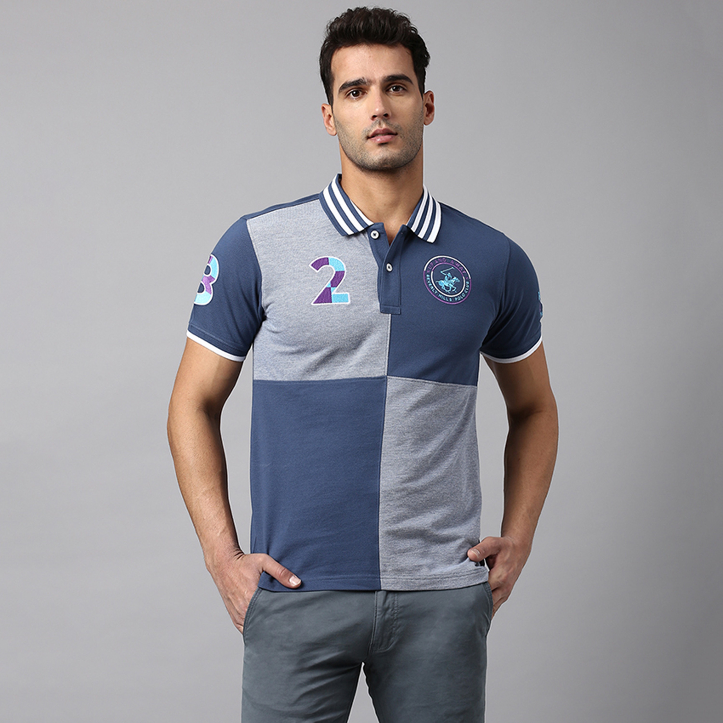 تي شيرت بولو بأكمام قصيرة مع ياقة بلوكد من بيفرلي هيلز بولو كلوب-men-clothing-tshirtsandpolos-polos-image-1
