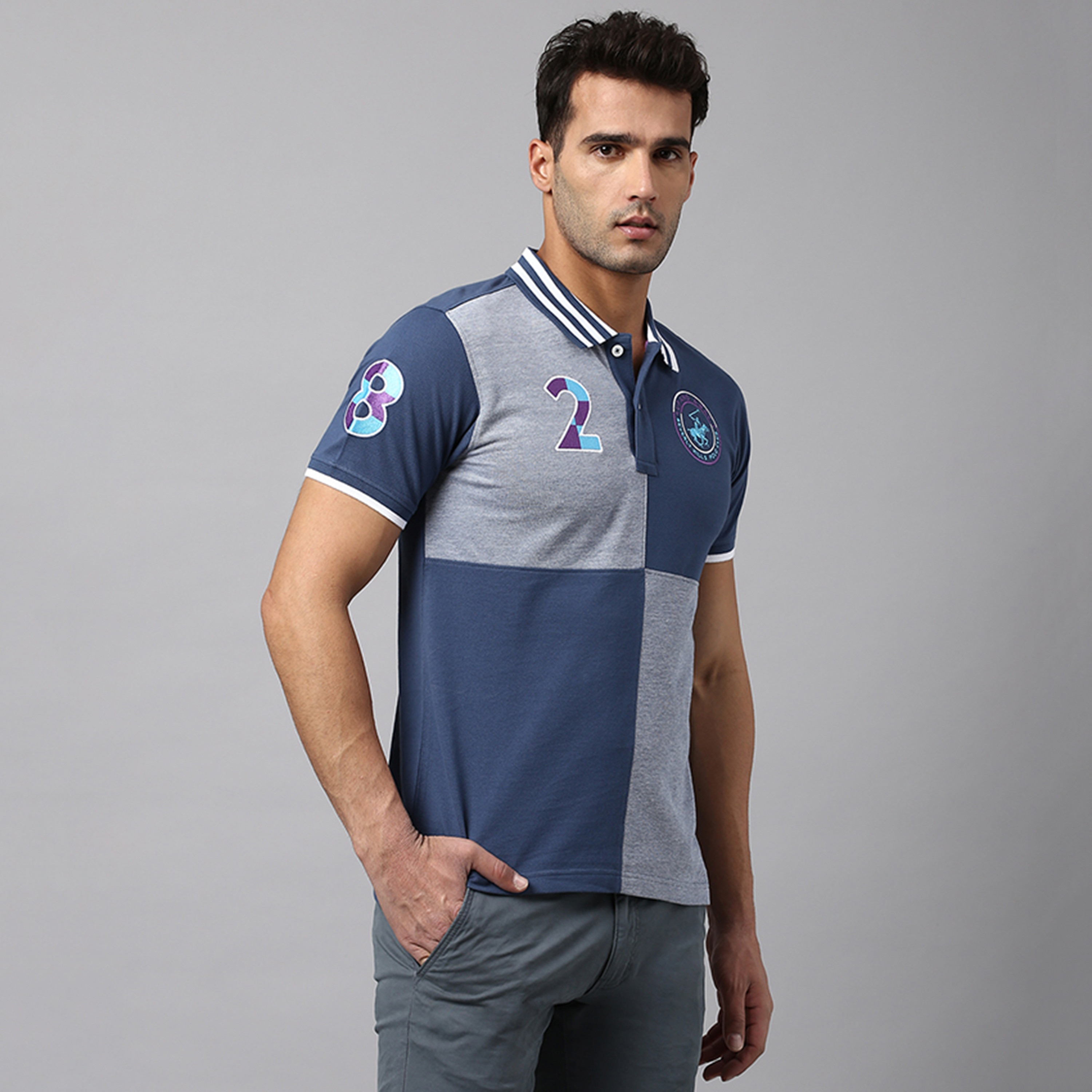 تي شيرت بولو بأكمام قصيرة مع ياقة بلوكد من بيفرلي هيلز بولو كلوب-men-clothing-tshirtsandpolos-polos-image-4