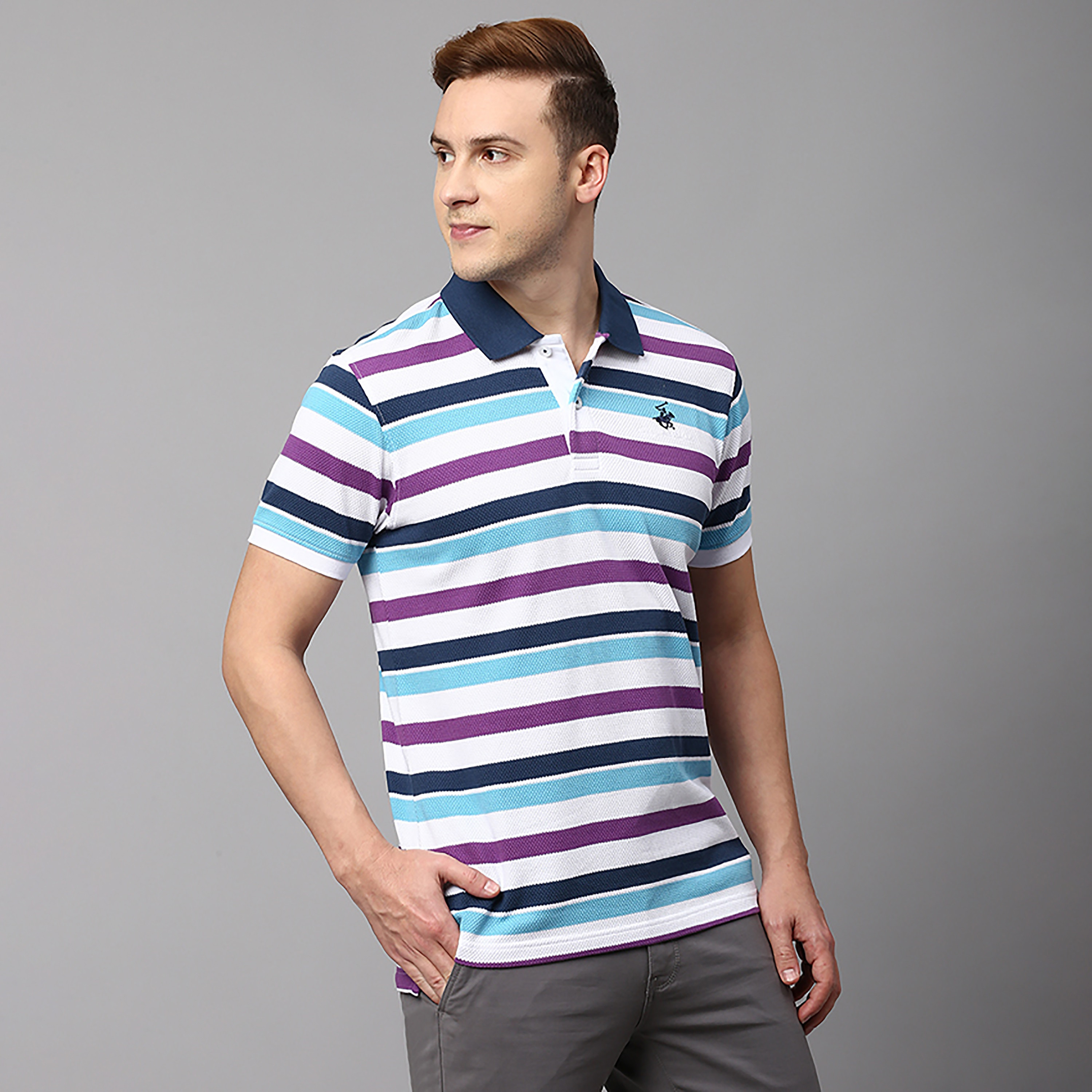 Beverly Hills Polo Club Striped Collared Short Sleeves Polo T-Shirt-men-clothing-tshirtsandpolos-polos-image-1