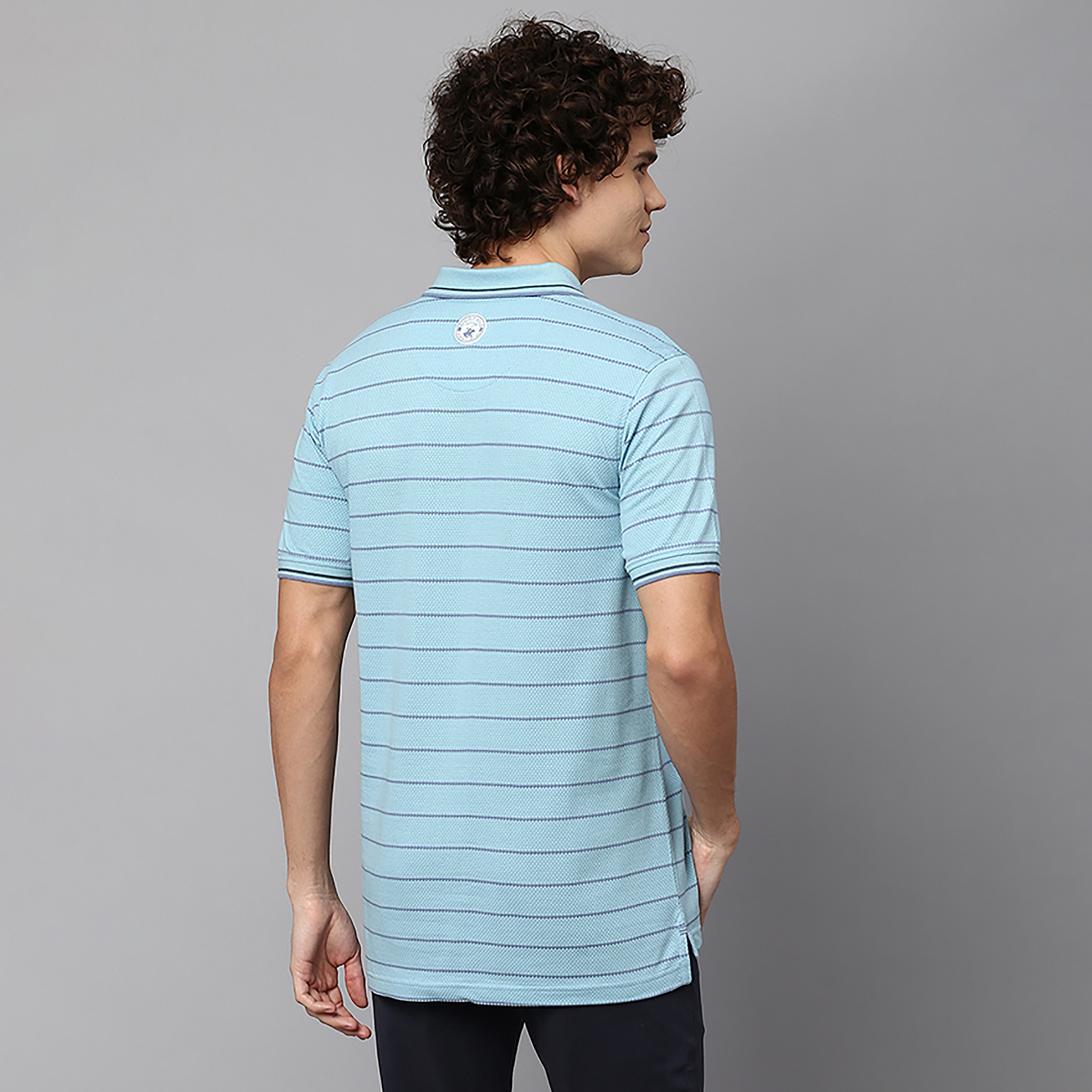 تي شيرت بولو بياقة مزين بأشرطة بالمربعات وأكمام قصيرة من بيفرلي هيلز بولو كلوب-men-clothing-tshirtsandpolos-polos-image-4