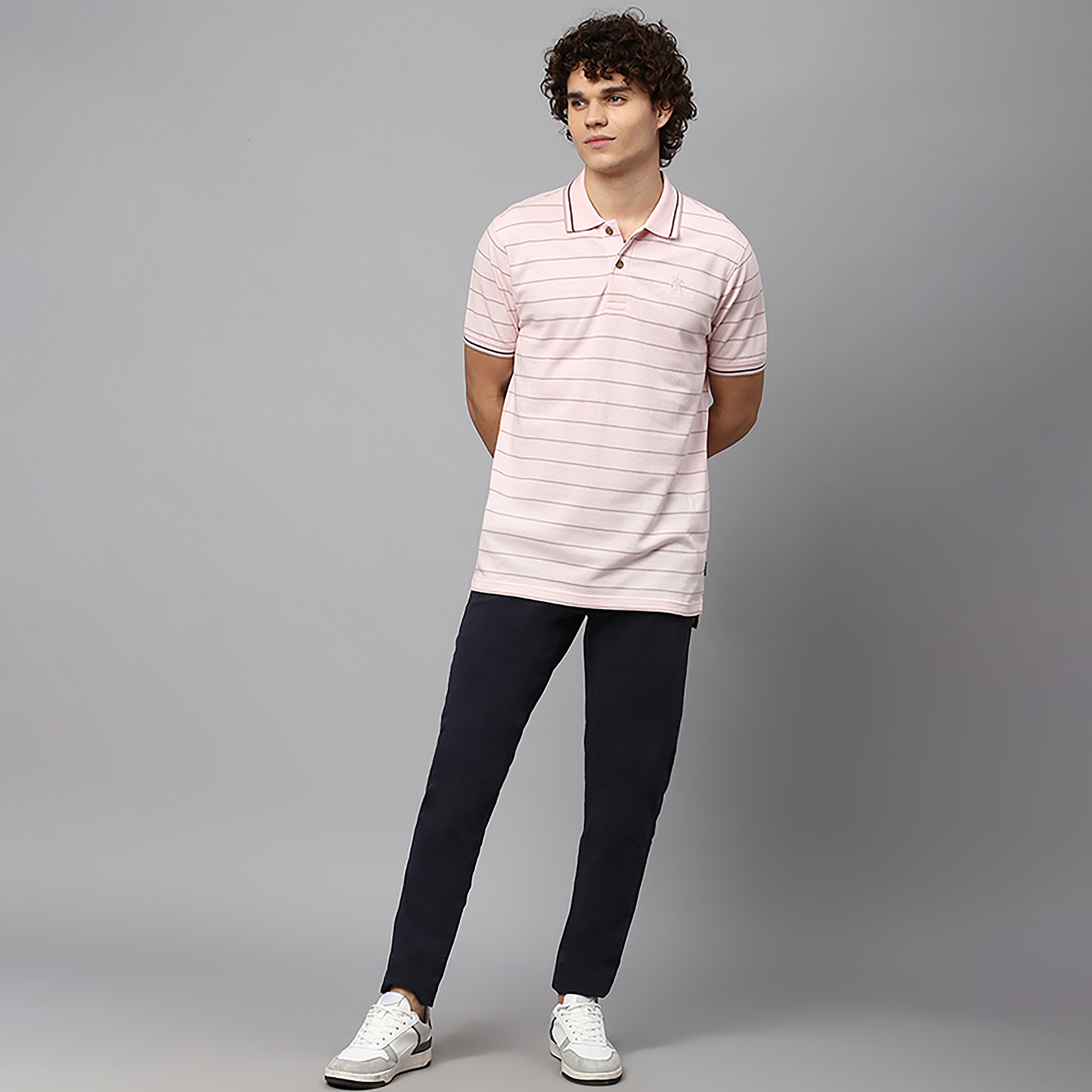 تي شيرت بولو بياقة مزين بأشرطة بالمربعات وأكمام قصيرة من بيفرلي هيلز بولو كلوب-men-clothing-tshirtsandpolos-polos-image-6
