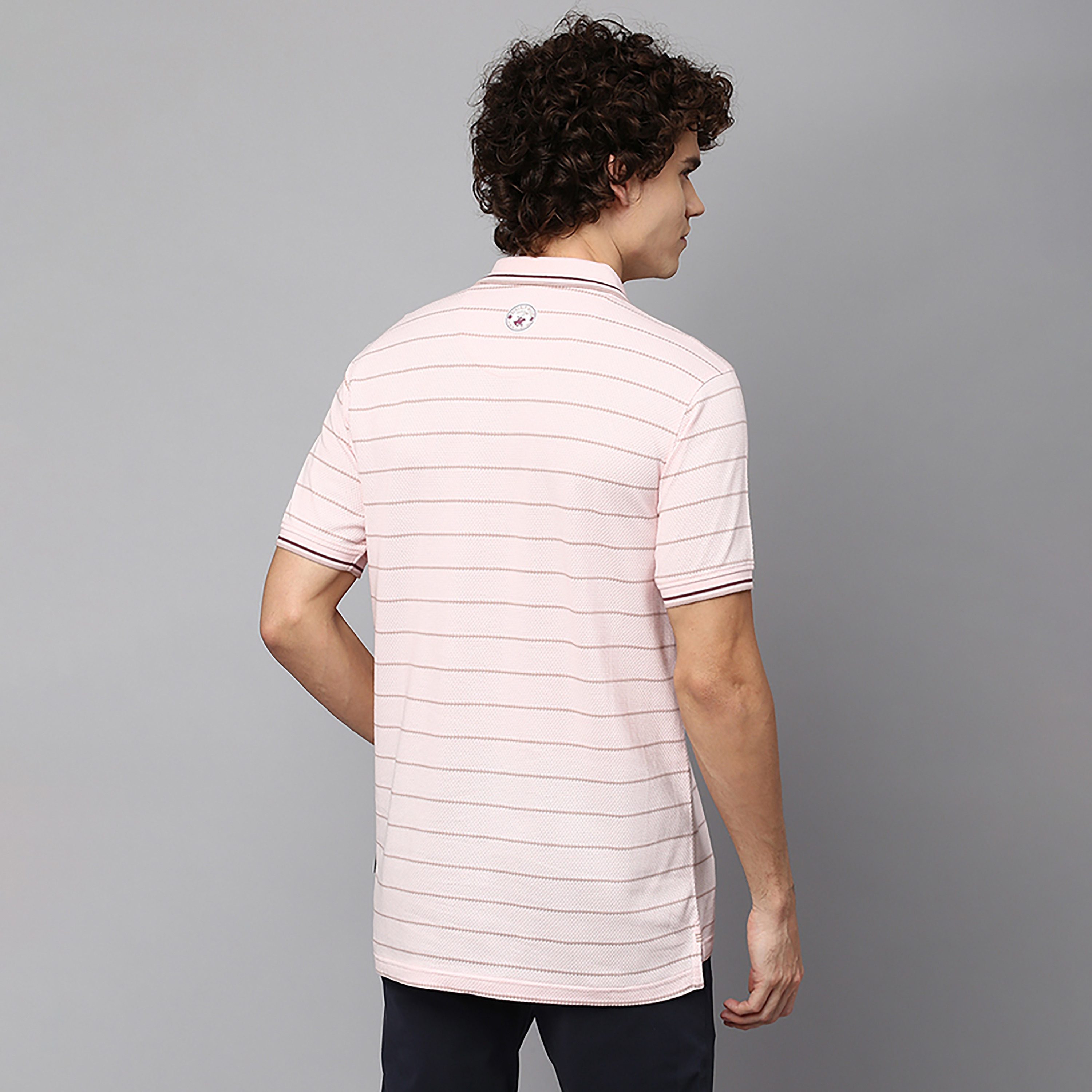 تي شيرت بولو بياقة مزين بأشرطة بالمربعات وأكمام قصيرة من بيفرلي هيلز بولو كلوب-men-clothing-tshirtsandpolos-polos-image-8