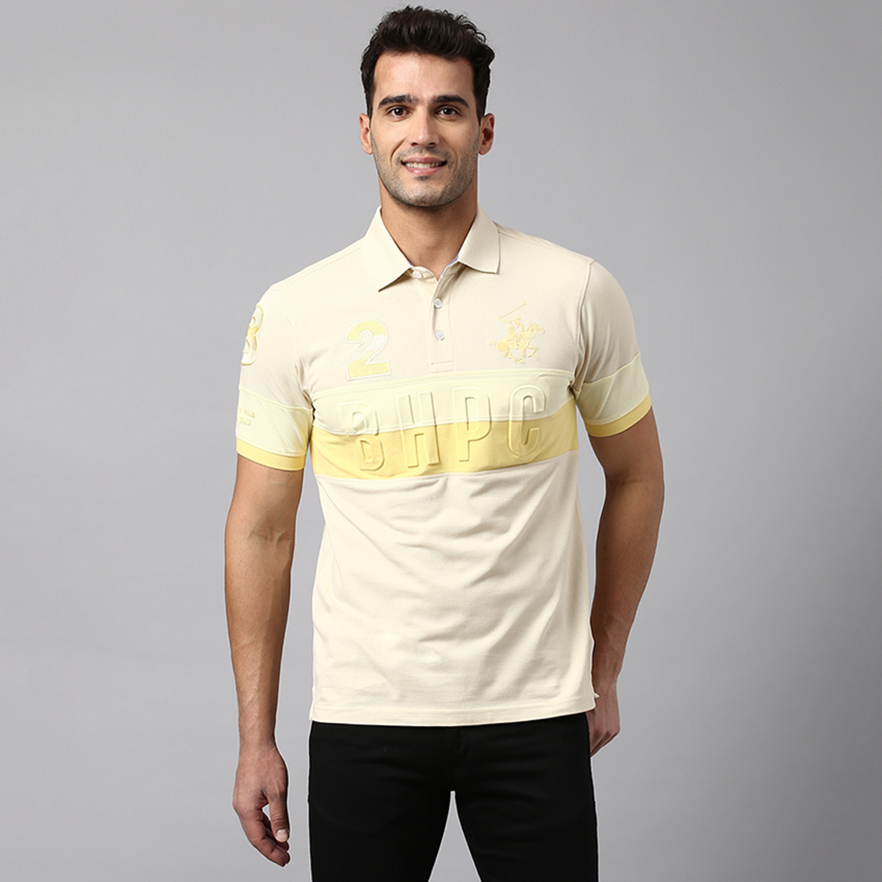 تي شيرت بولو بأكمام قصيرة مع ياقة بلوكد من بيفرلي هيلز بولو كلوب-men-clothing-tshirtsandpolos-polos-image-1