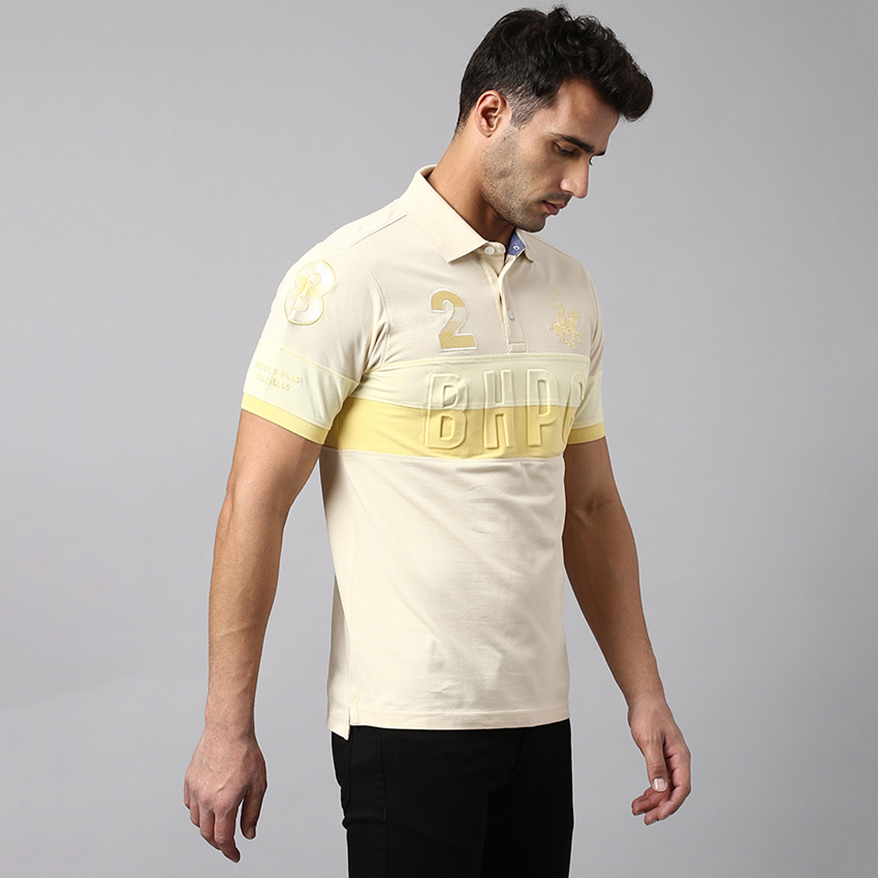 تي شيرت بولو بأكمام قصيرة مع ياقة بلوكد من بيفرلي هيلز بولو كلوب-men-clothing-tshirtsandpolos-polos-image-4