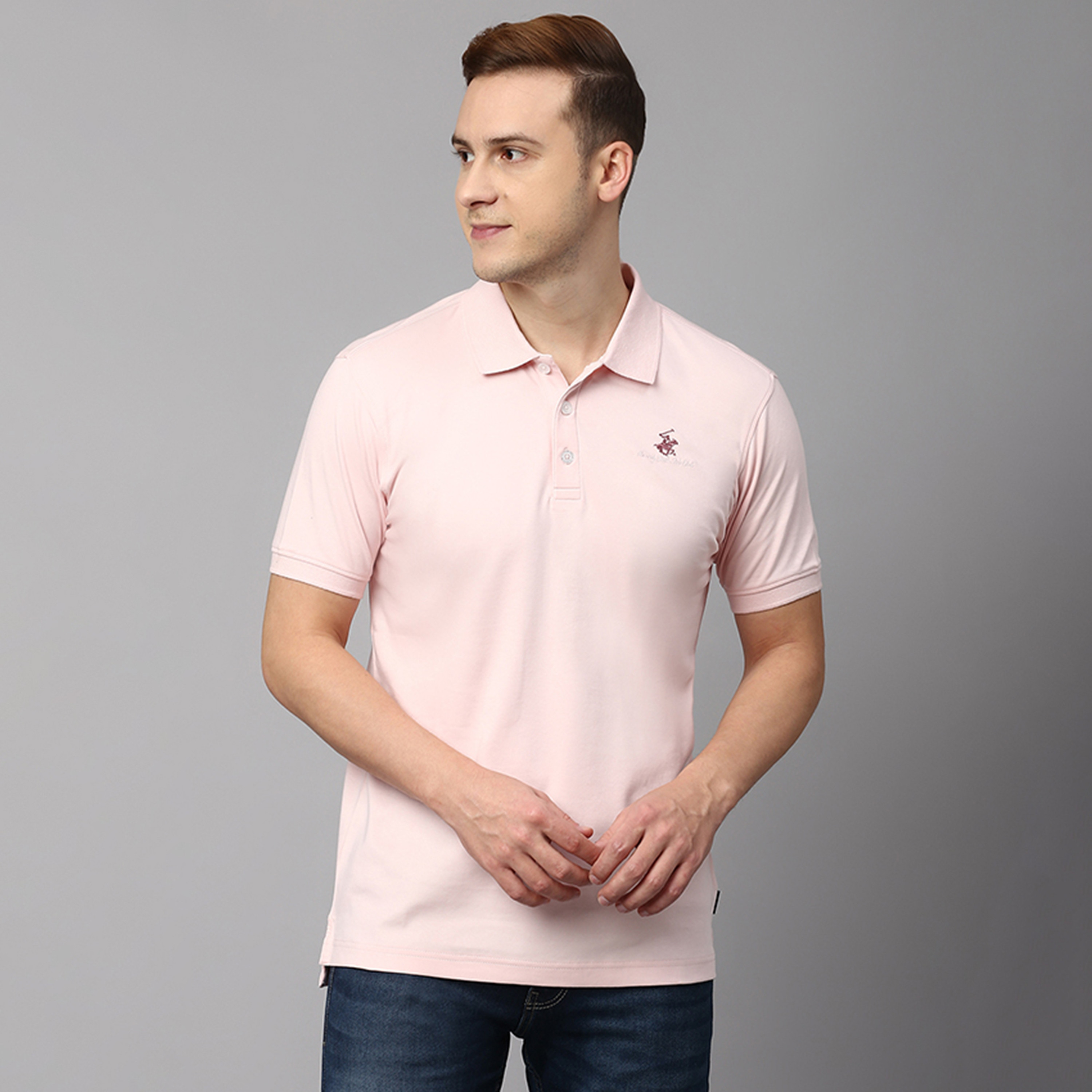 تي شيرت بولو بياقة سادة بالمربعات وأكمام قصيرة من بيفرلي هيلز بولو كلوب-men-clothing-tshirtsandpolos-polos-image-9