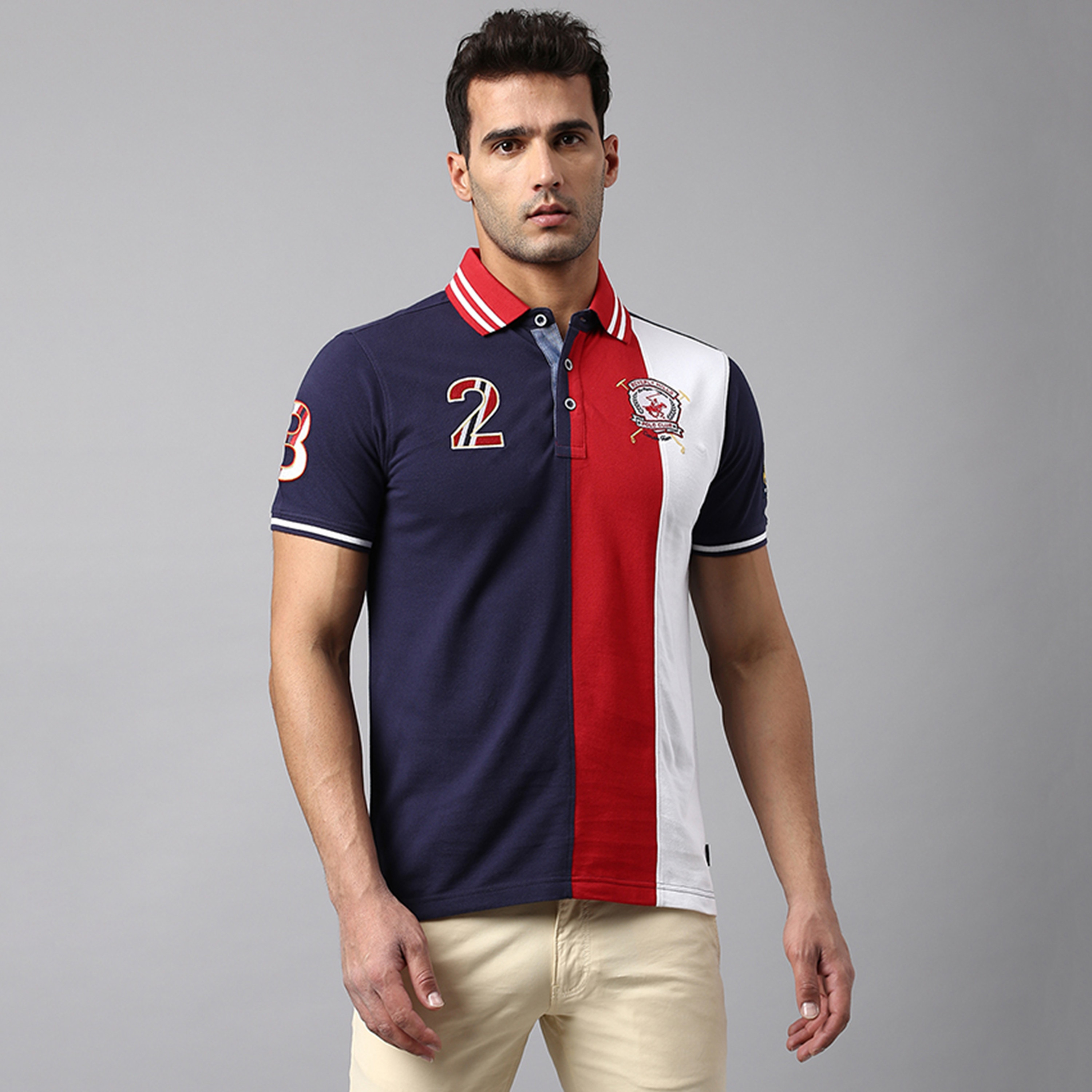 تي شيرت بولو بأكمام قصيرة مع ياقة بلوكد من بيفرلي هيلز بولو كلوب-men-clothing-tshirtsandpolos-polos-image-1