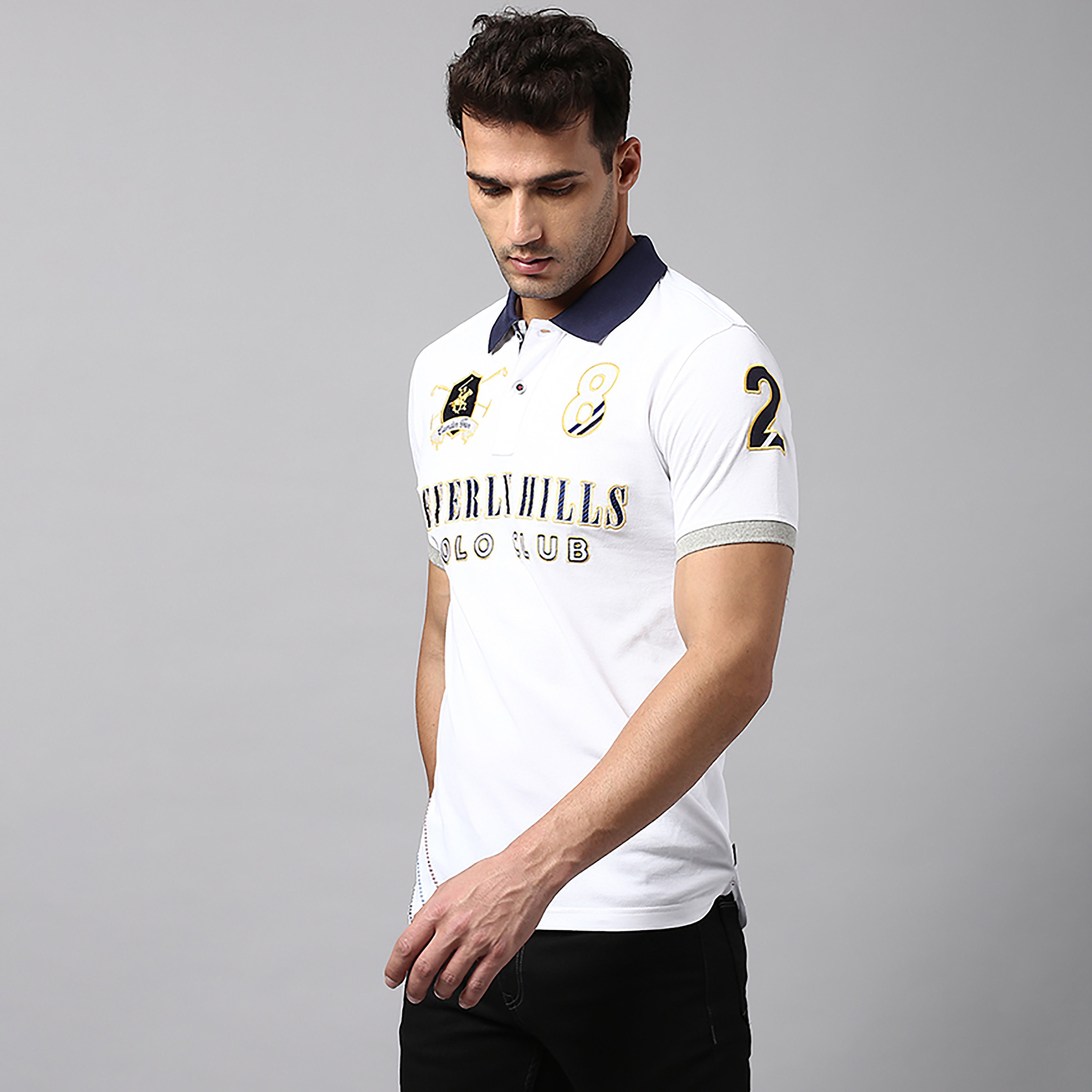 تي شيرت بولو بياقة مطرزة وأكمام قصيرة من بيفرلي هيلز بولو كلوب-men-clothing-tshirtsandpolos-polos-image-2