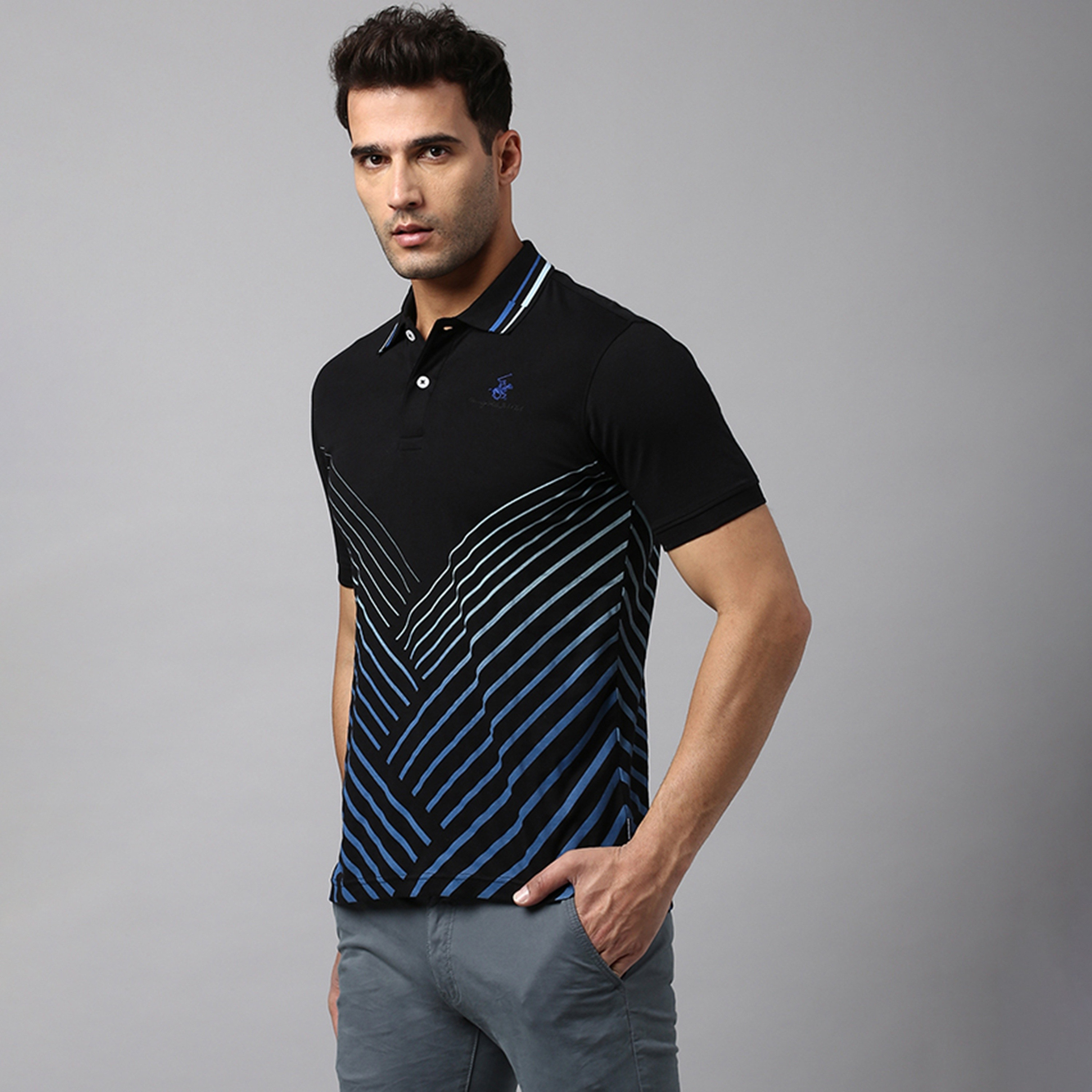 Beverly Hills Polo Club Striped Collared Short Sleeves Men's Polo T-Shirt-men-clothing-tshirtsandpolos-polos-image-2