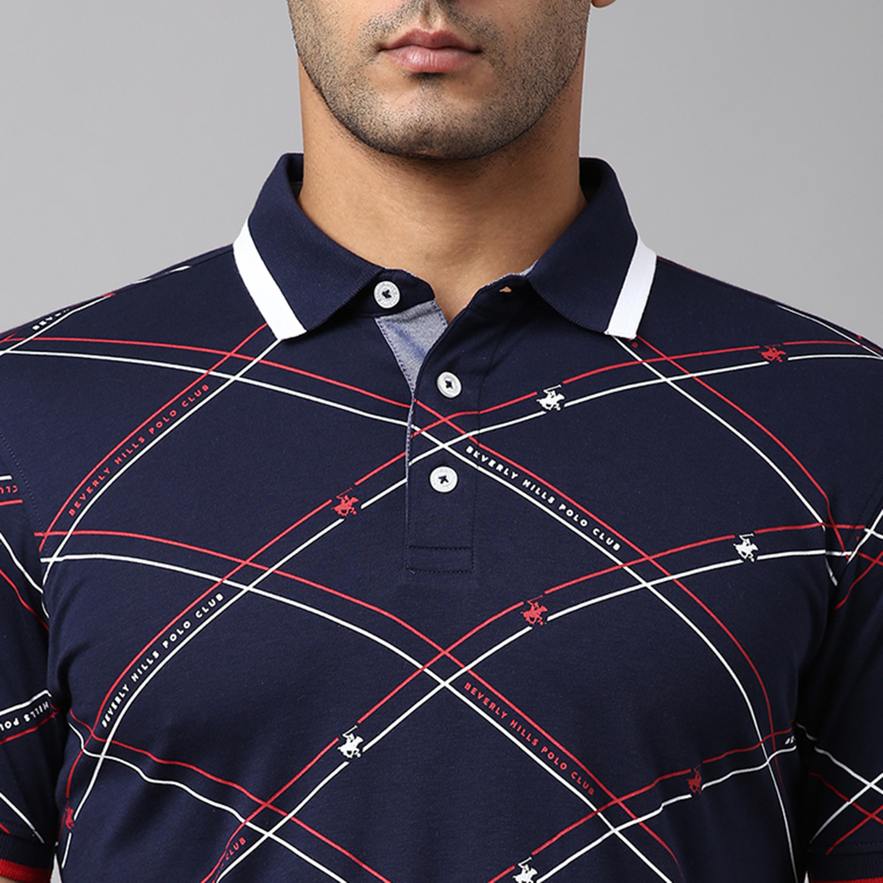 تي شيرت بولو بياقة مطبوعة وأكمام قصيرة من بيفرلي هيلز بولو كلوب-men-clothing-tshirtsandpolos-polos-image-3