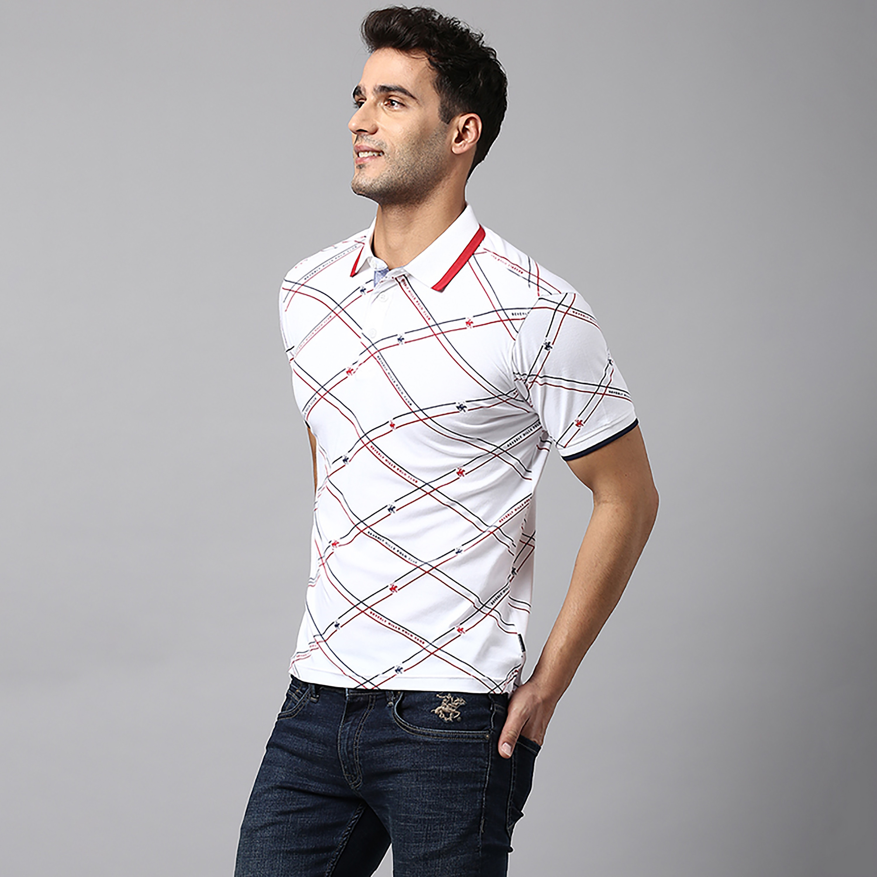 تي شيرت بولو بياقة مطبوعة وأكمام قصيرة من بيفرلي هيلز بولو كلوب-men-clothing-tshirtsandpolos-polos-image-6