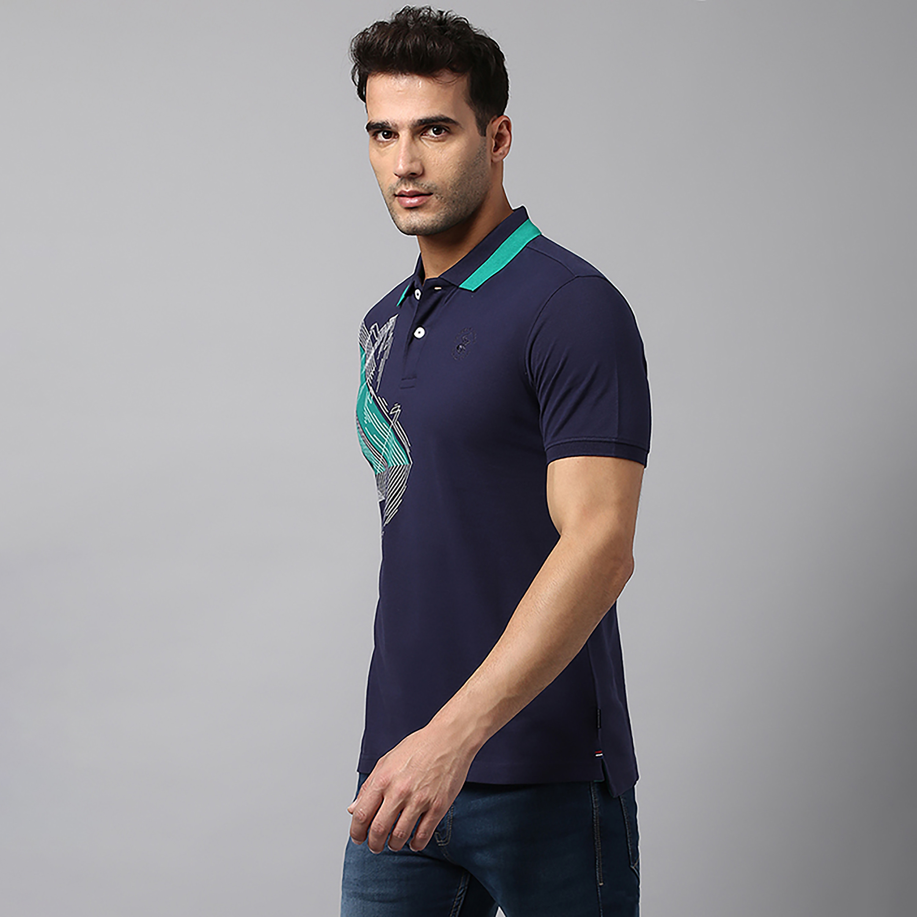تي شيرت بولو بياقة مطبوعة بالمربعات وأكمام قصيرة من بيفرلي هيلز بولو كلوب-men-clothing-tshirtsandpolos-polos-image-2