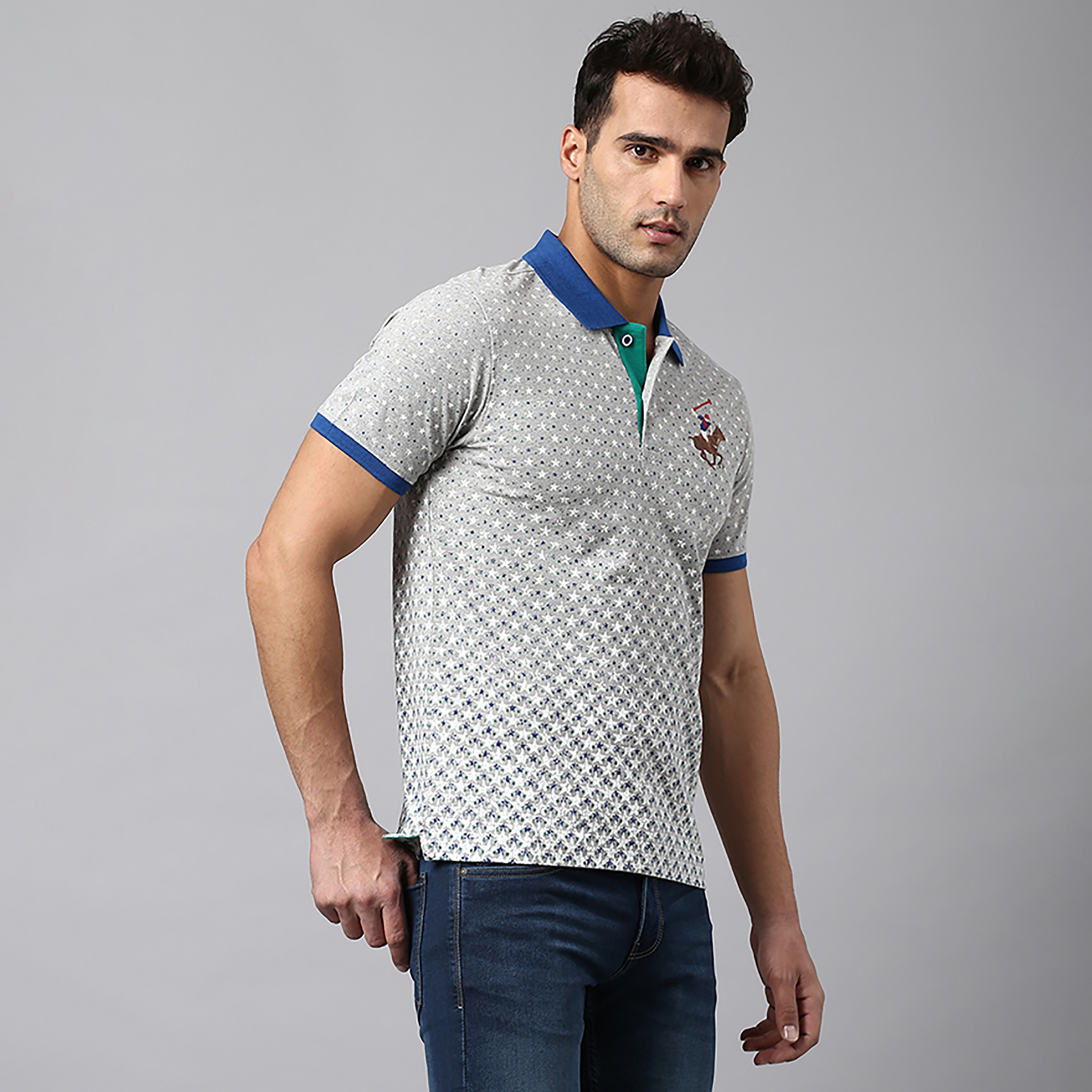تي شيرت بولو بياقة مطبوعة بالمربعات وأكمام قصيرة من بيفرلي هيلز بولو كلوب-men-clothing-tshirtsandpolos-polos-image-3