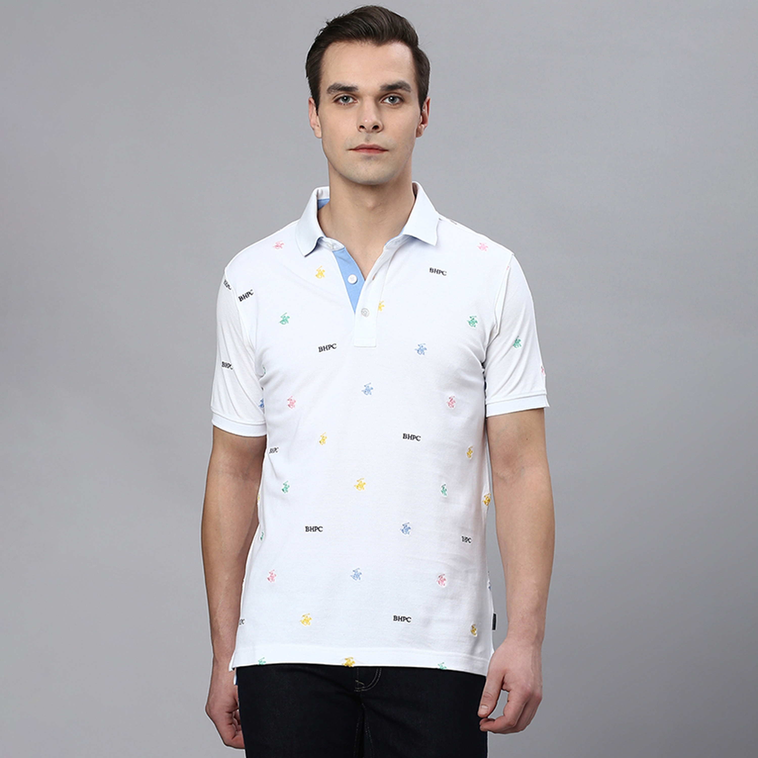 شعار نادي بيفرلي هيلز للبولو بطبعة بياقة وأكمام قصيرة قميص بولو رجالي-men-clothing-tshirtsandpolos-polos-image-1