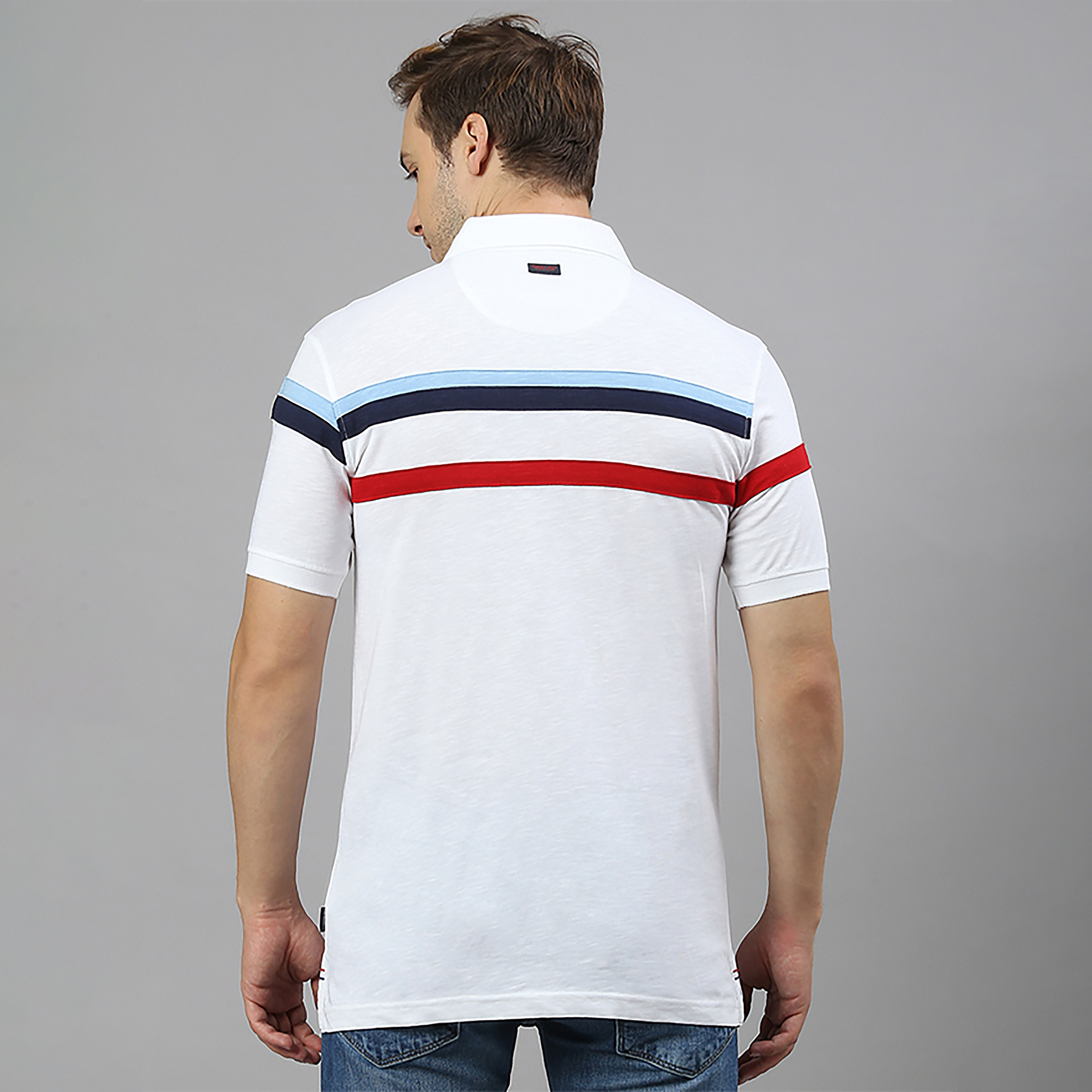 تي شيرت بولو بياقة مزين بأشرطة بالمربعات وأكمام قصيرة من بيفرلي هيلز بولو كلوب-men-clothing-tshirtsandpolos-polos-image-8