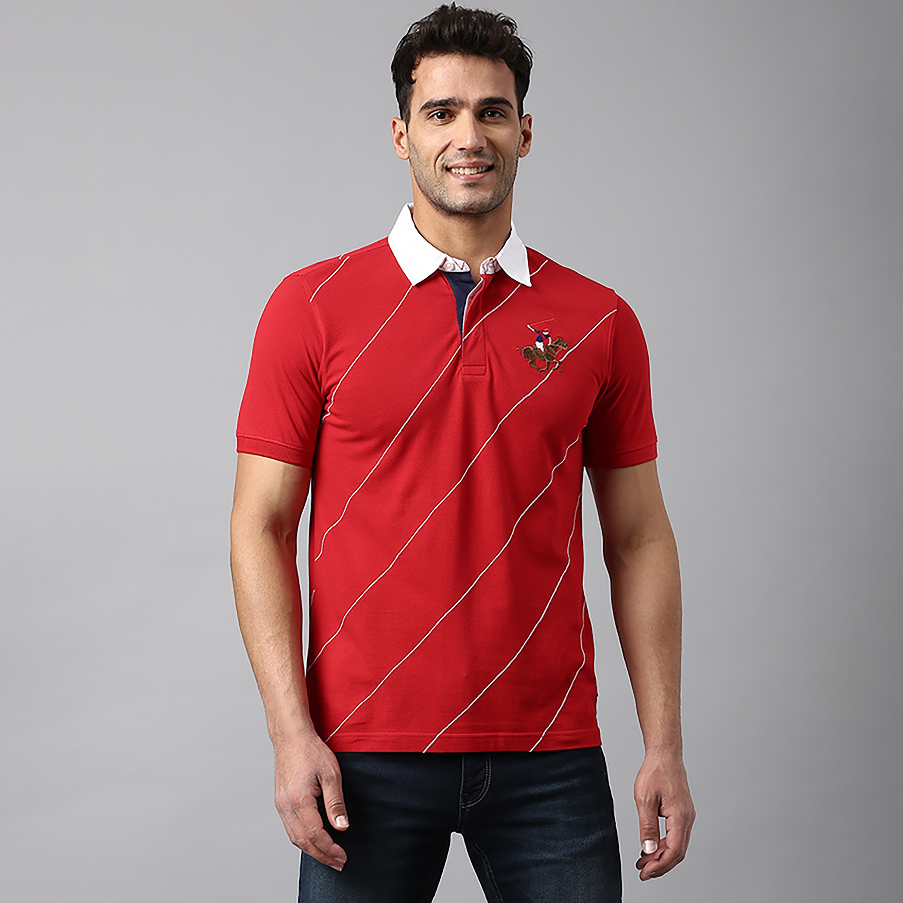 Beverly Hills Polo Club Stripes Collared Short Sleeves Polo T-Shirt-men-clothing-tshirtsandpolos-polos-image-1