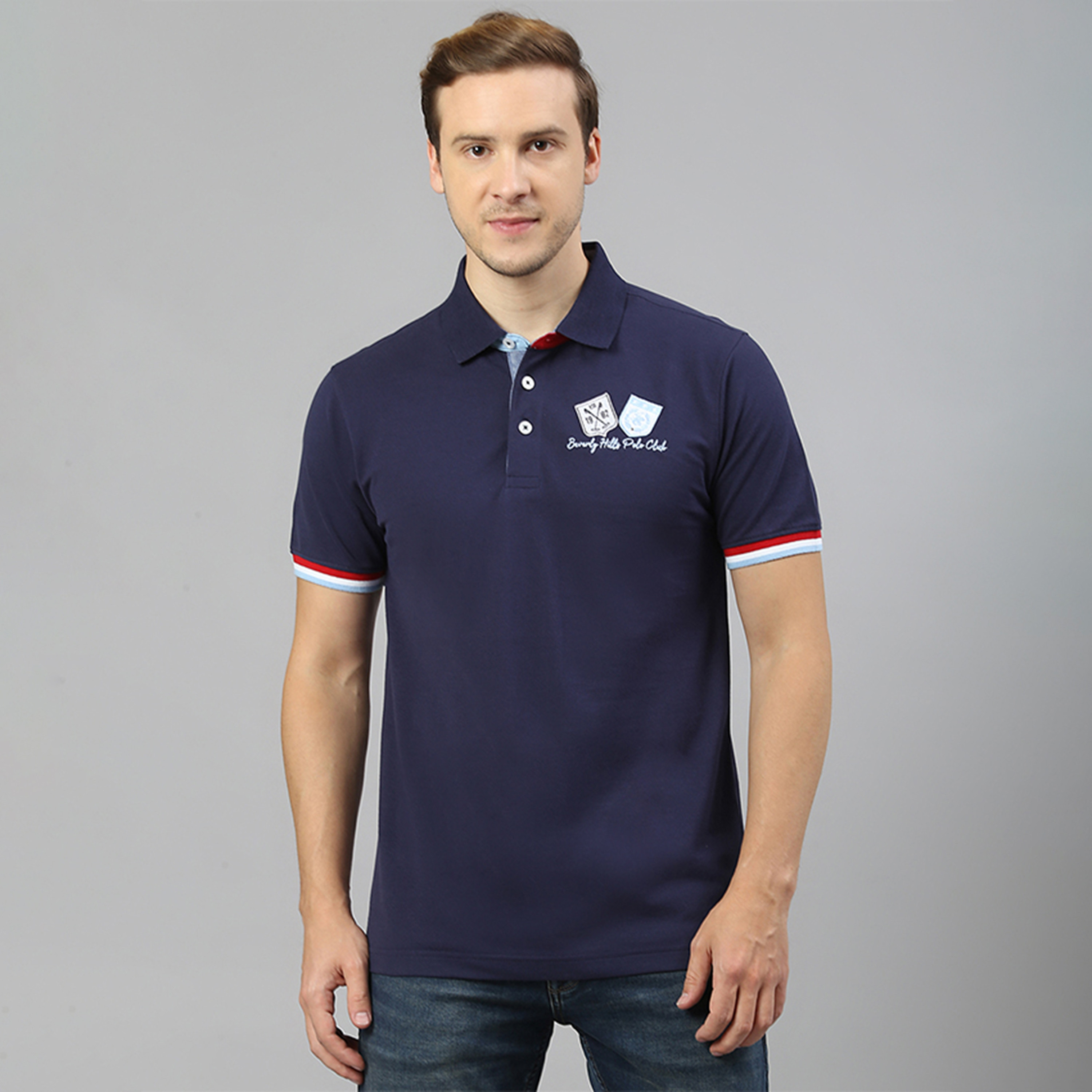 Beverly Hills Polo Club Applique Collared Short Sleeves Polo T-Shirt-men-clothing-tshirtsandpolos-polos-image-1