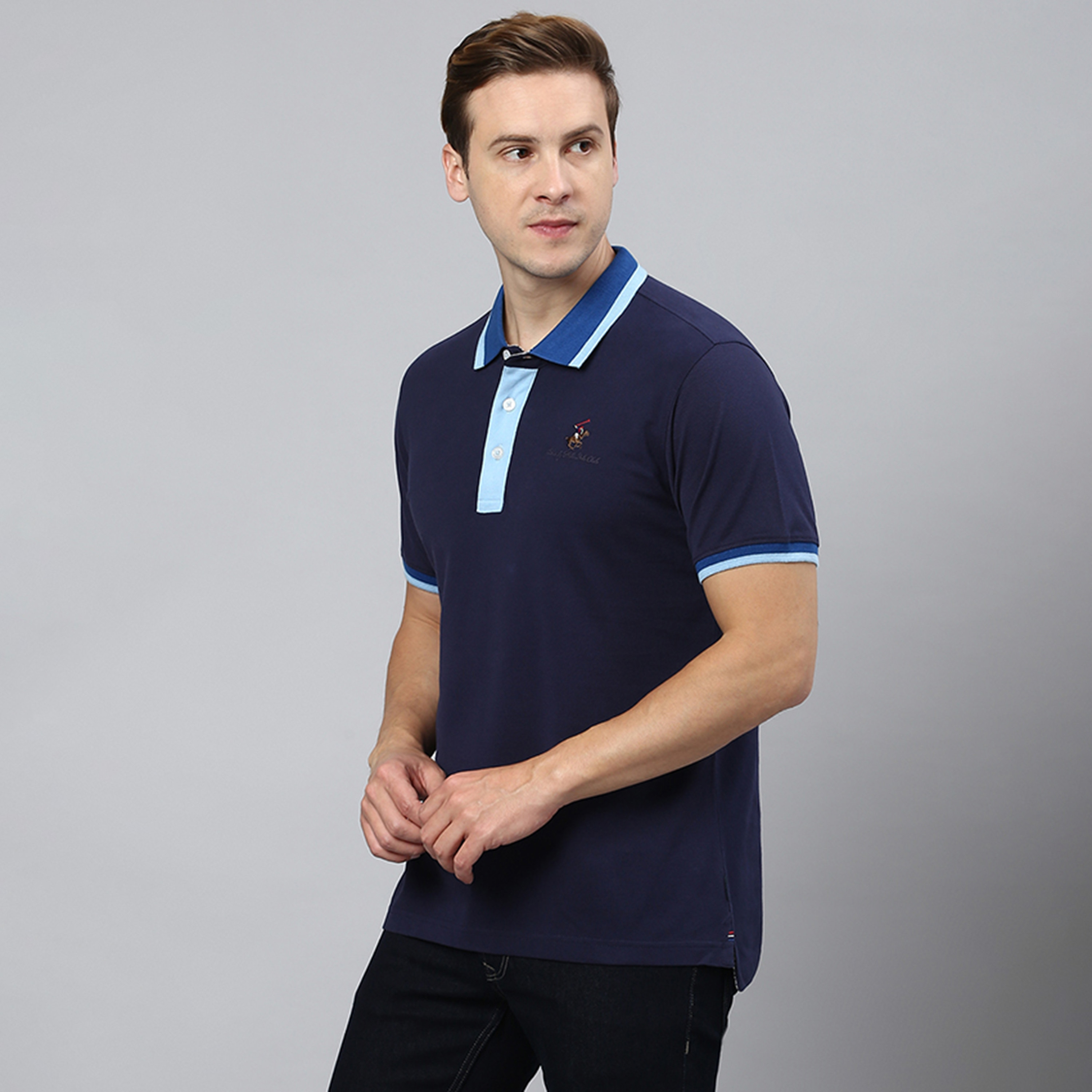 تي شيرت بولو من بيفرلي هيلز بولو كلوب سادة بياقة وأكمام قصيرة-men-clothing-tshirtsandpolos-polos-image-2