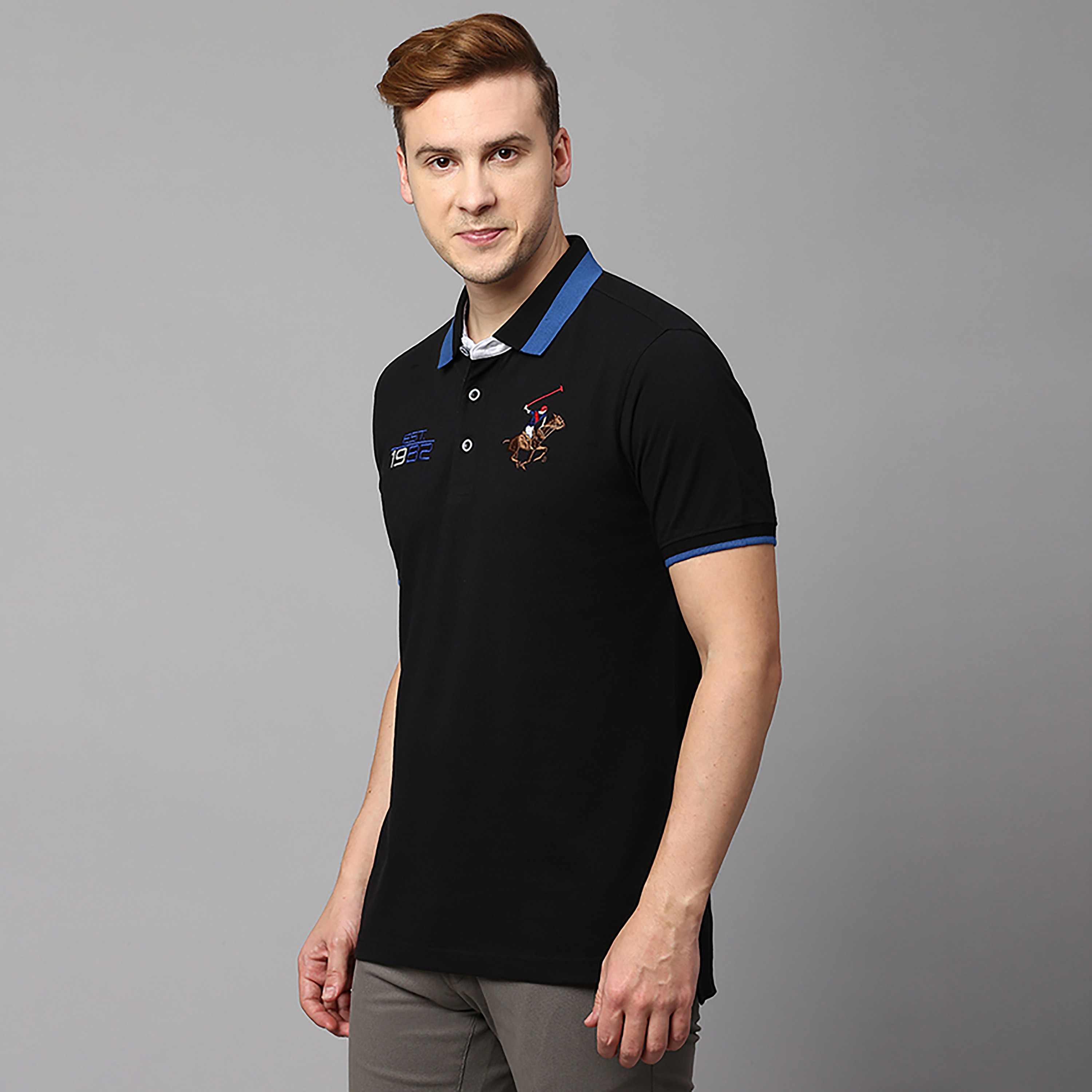 تي شيرت بولو بأكمام قصيرة وياقة مع لوجو بيفرلي هيلز بولو كلوب-men-clothing-tshirtsandpolos-polos-image-3