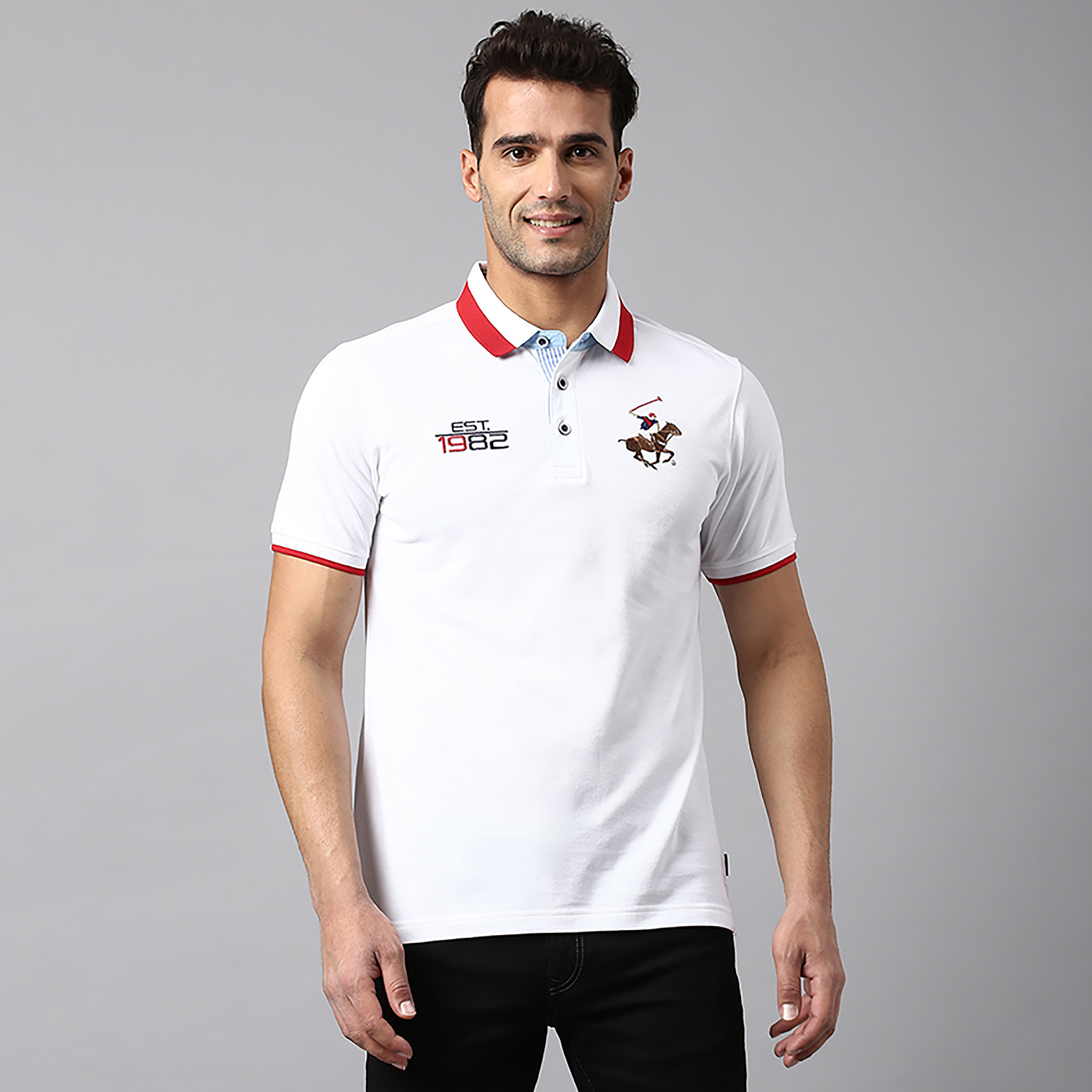 تي شيرت بولو بأكمام قصيرة وياقة مع لوجو بيفرلي هيلز بولو كلوب-men-clothing-tshirtsandpolos-polos-image-9