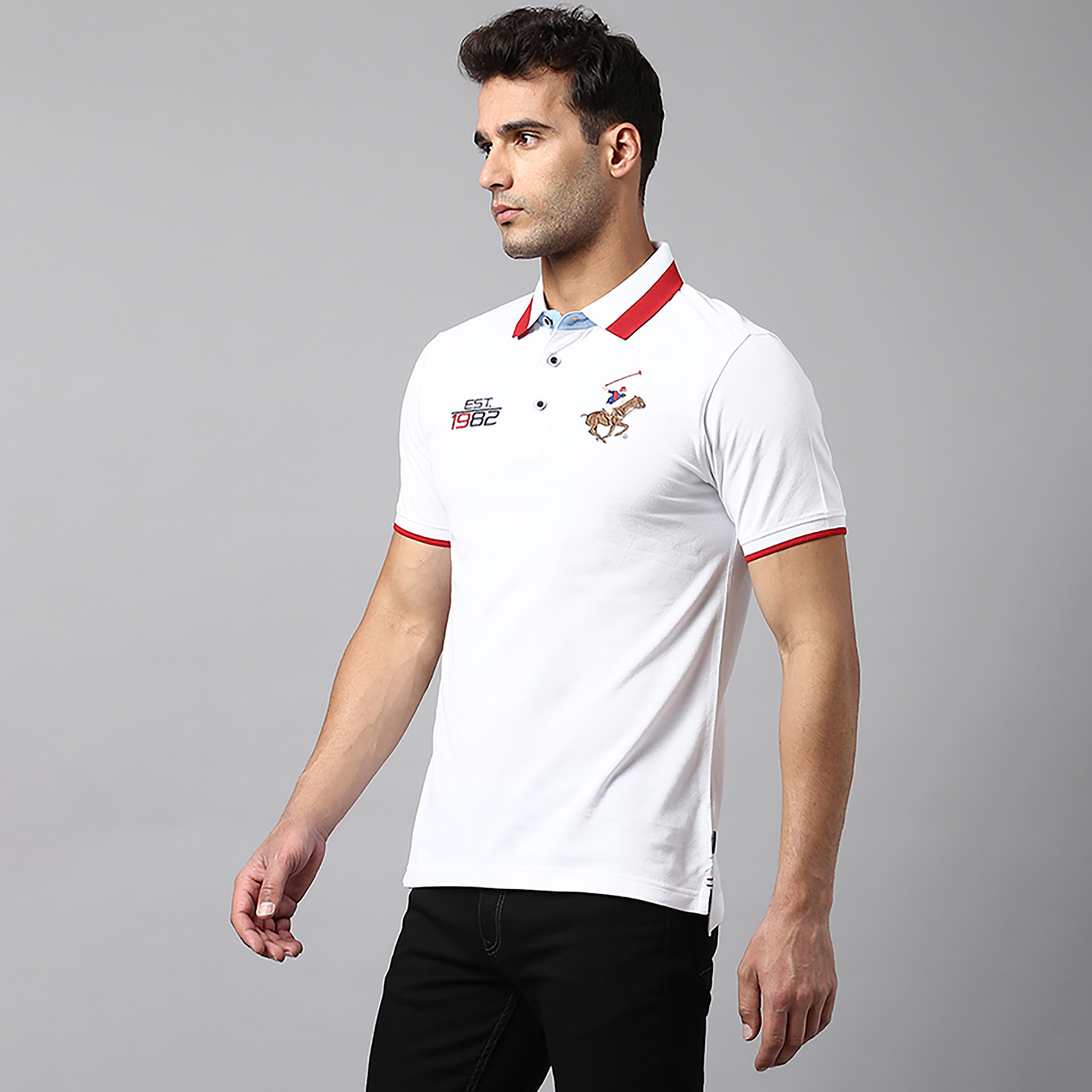 تي شيرت بولو بأكمام قصيرة وياقة مع لوجو بيفرلي هيلز بولو كلوب-men-clothing-tshirtsandpolos-polos-image-10