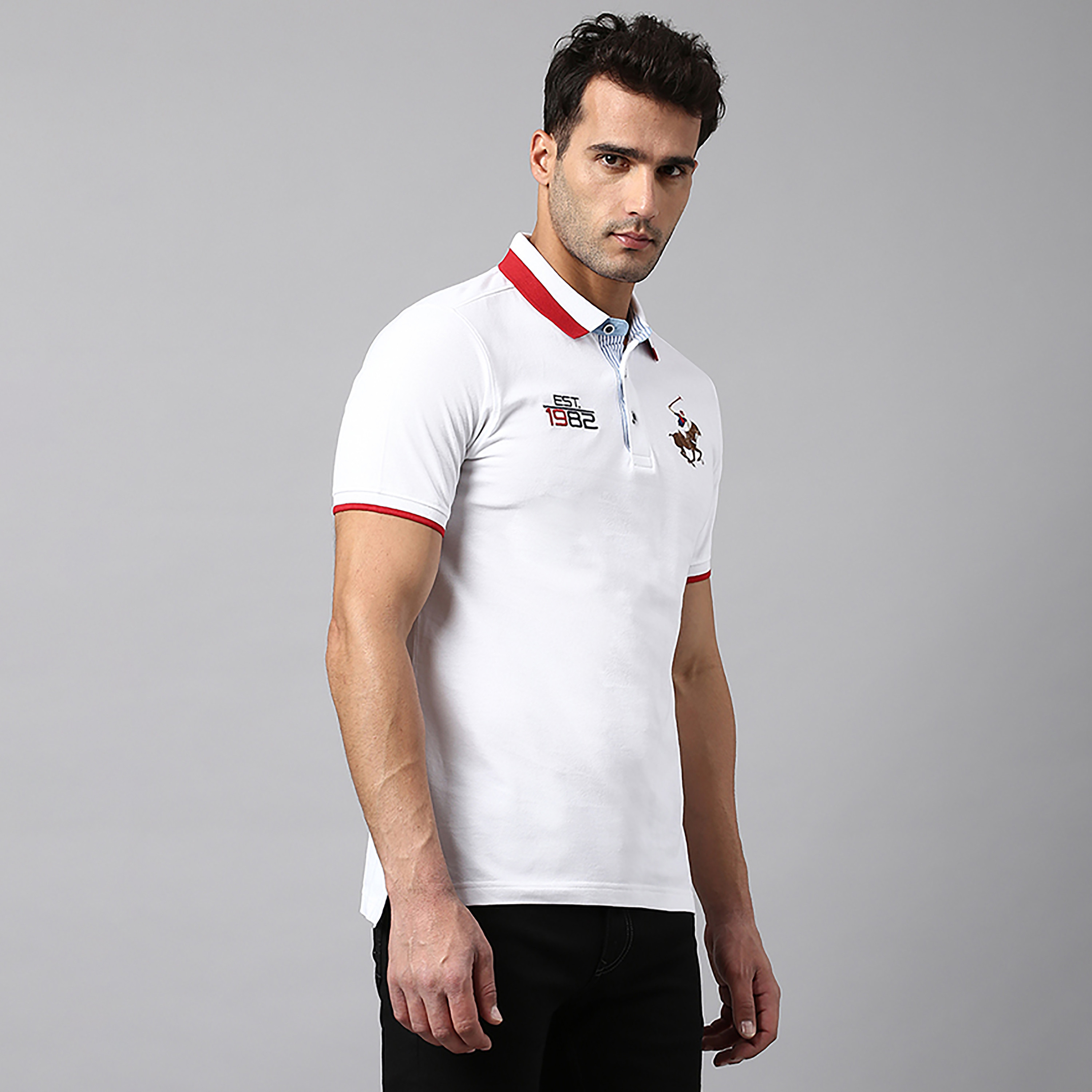 تي شيرت بولو بأكمام قصيرة وياقة مع لوجو بيفرلي هيلز بولو كلوب-men-clothing-tshirtsandpolos-polos-image-11