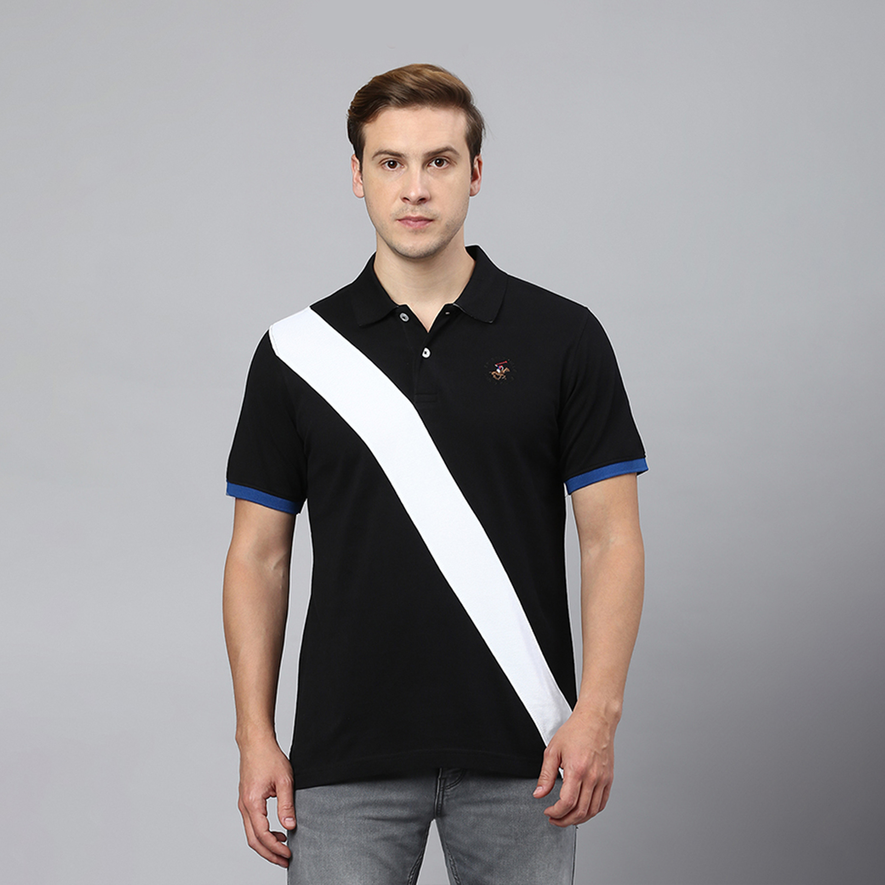 Beverly Hills Polo Club Color Block Collared Short Sleeve Polo T-shirt-men-clothing-tshirtsandpolos-polos-image-1