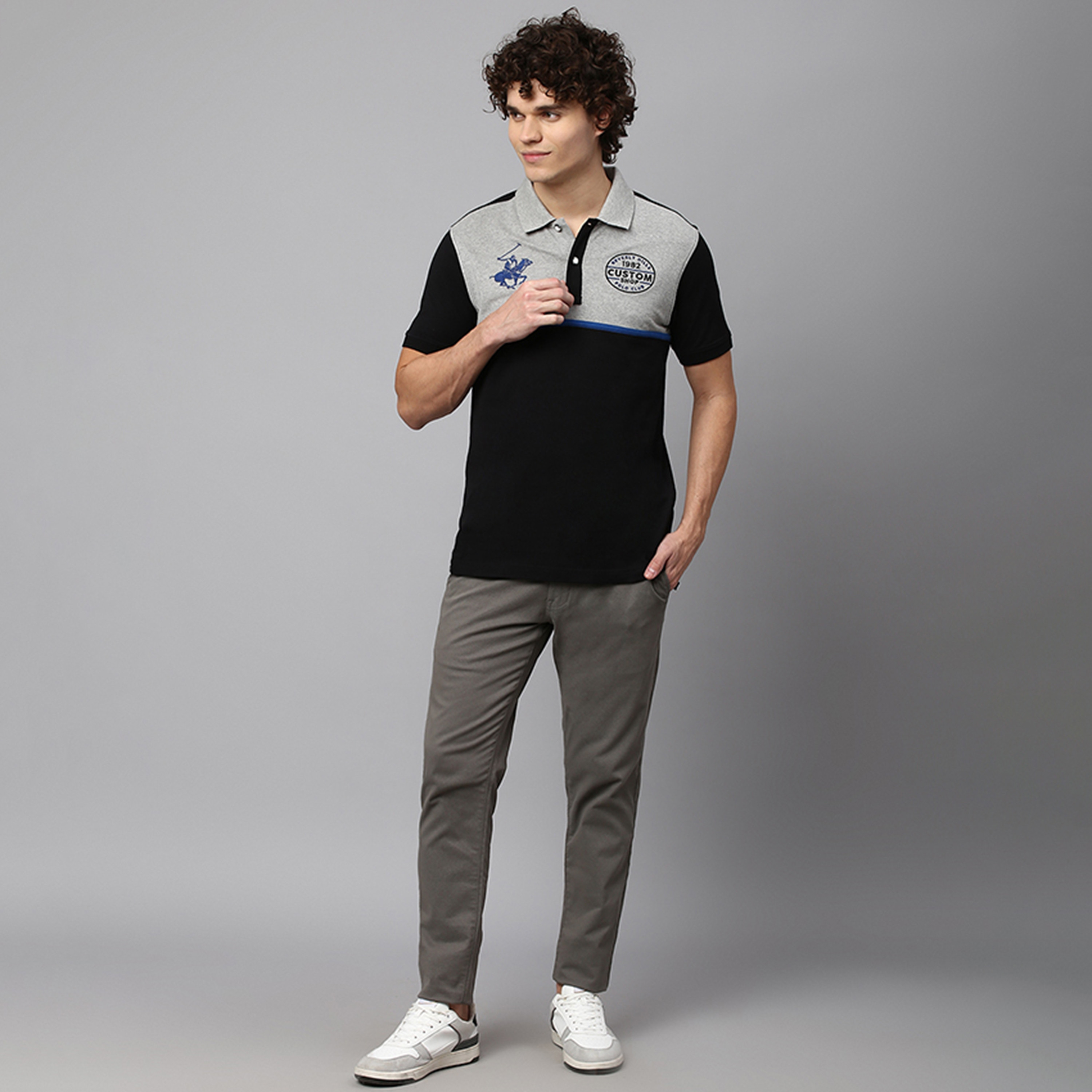 تي شيرت بولو بأكمام قصيرة مع ياقة بلوكد من بيفرلي هيلز بولو كلوب-men-clothing-tshirtsandpolos-polos-image-2