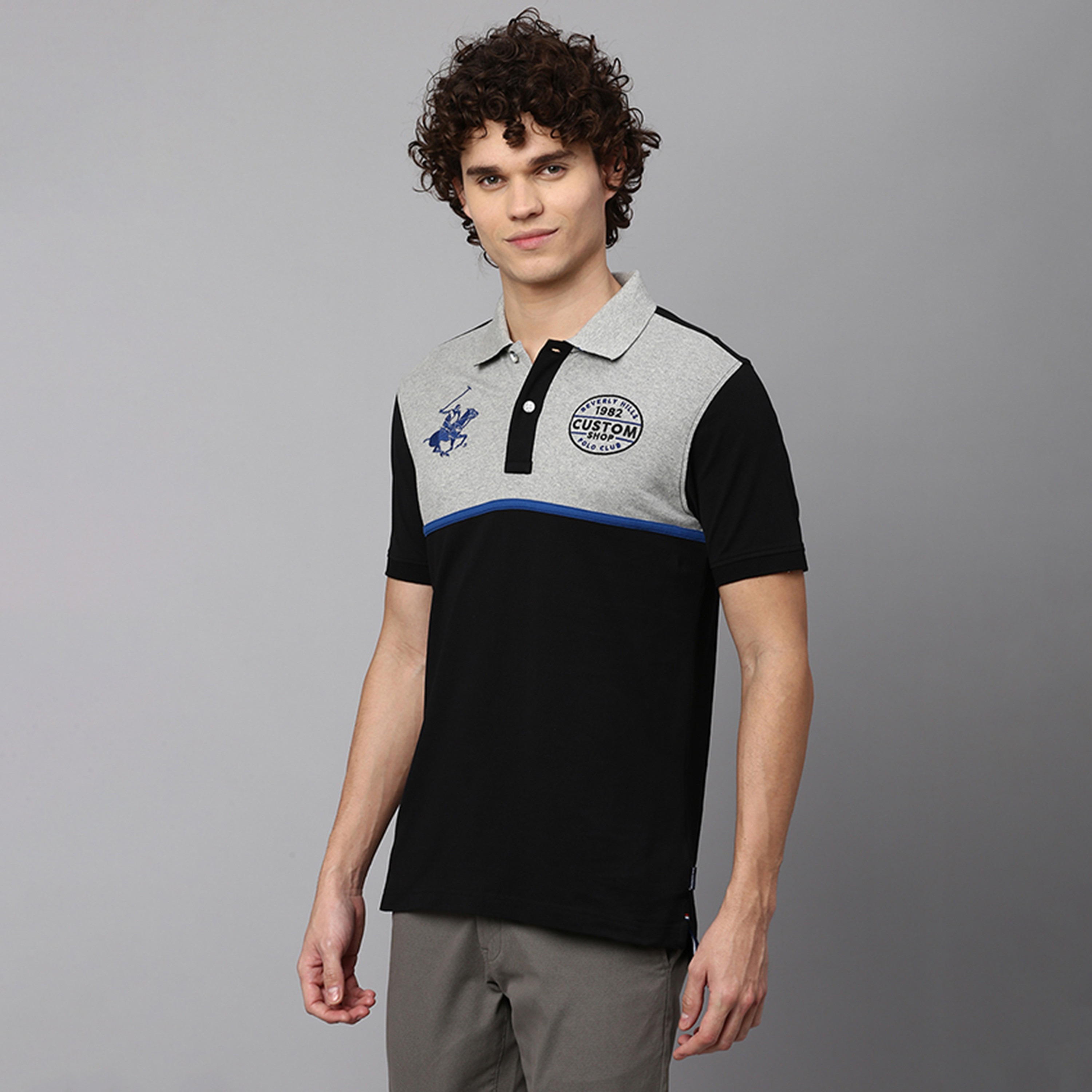 تي شيرت بولو بأكمام قصيرة مع ياقة بلوكد من بيفرلي هيلز بولو كلوب-men-clothing-tshirtsandpolos-polos-image-3