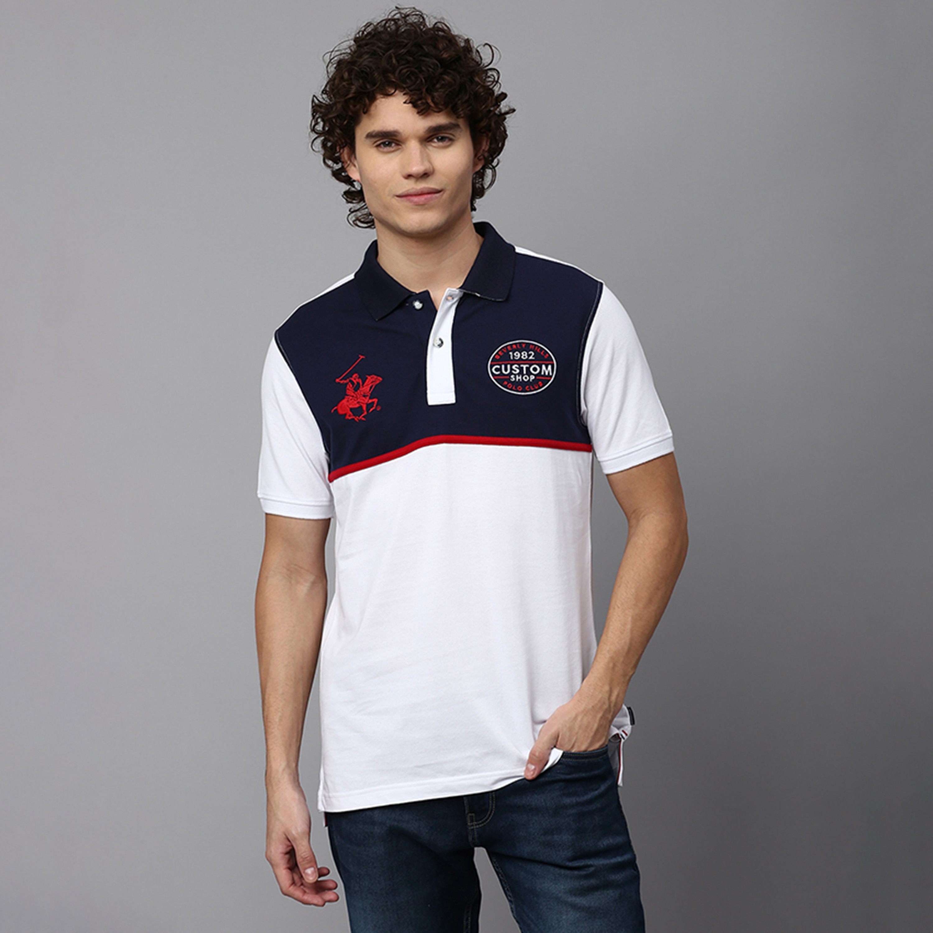 تي شيرت بولو بأكمام قصيرة مع ياقة بلوكد من بيفرلي هيلز بولو كلوب-men-clothing-tshirtsandpolos-polos-image-5