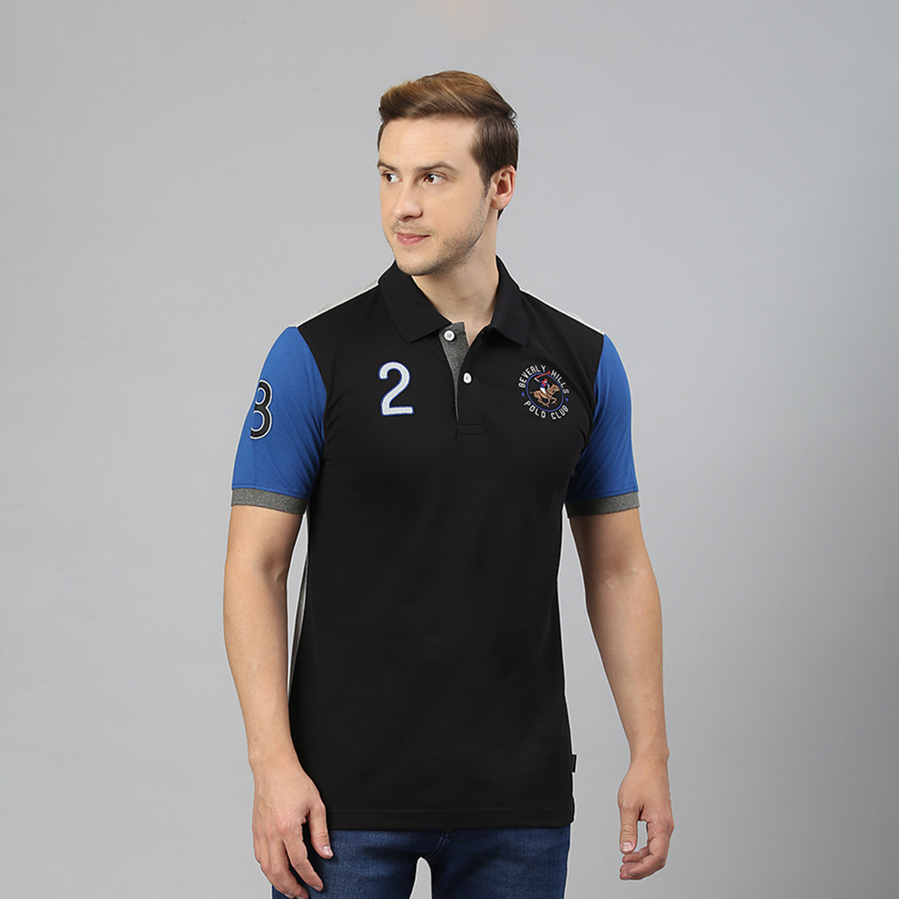Beverly Hills Polo Club Color Block Collared Short Sleeve Polo T-shirt-men-clothing-tshirtsandpolos-polos-image-1