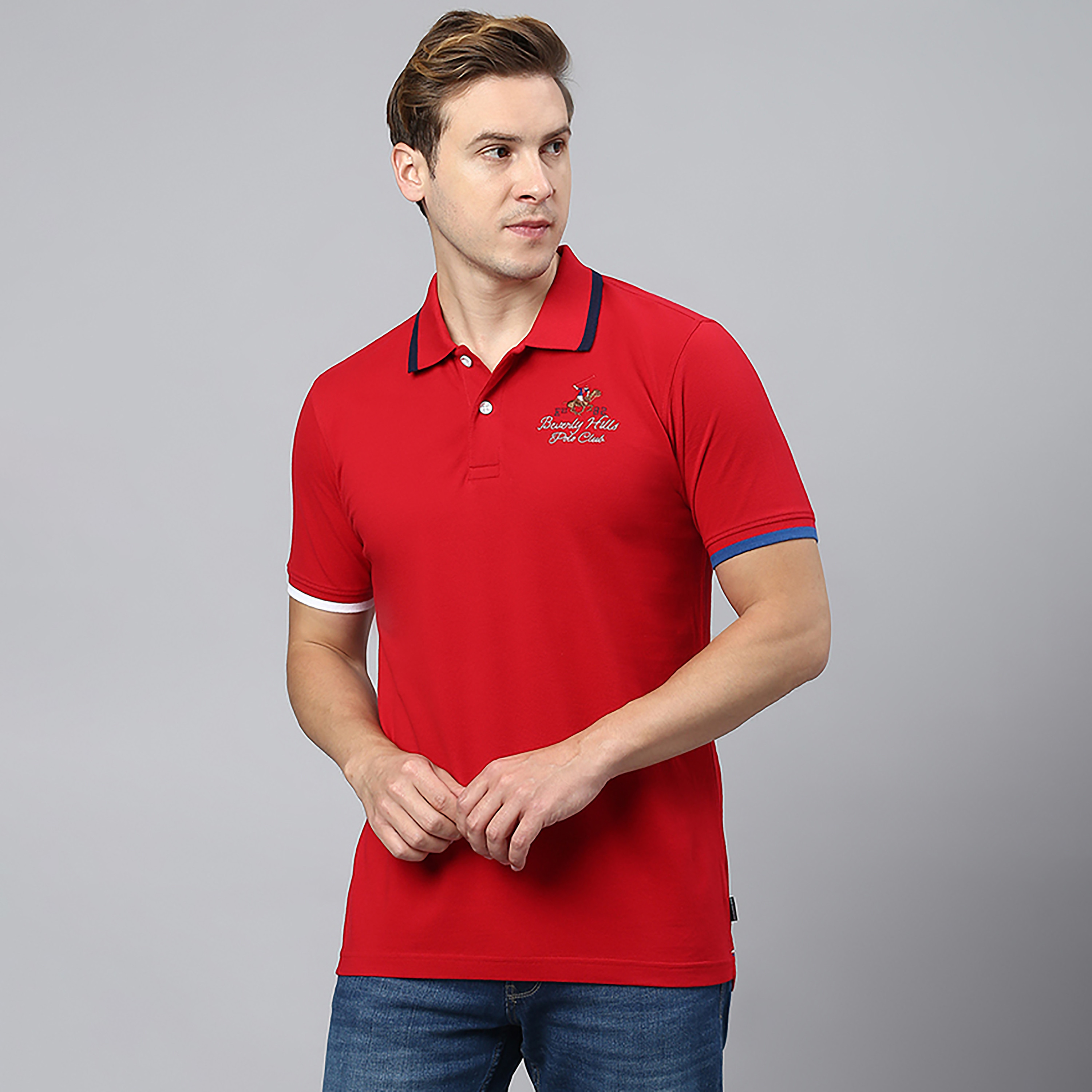 تي شيرت بولو من بيفرلي هيلز بولو كلوب سادة بياقة وأكمام قصيرة-men-clothing-tshirtsandpolos-polos-image-5