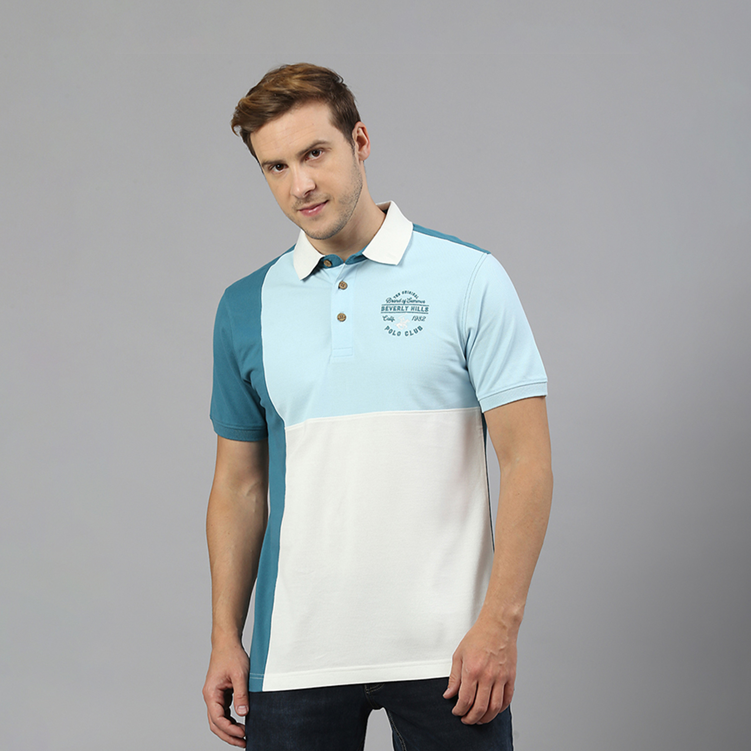 Beverly Hills Polo Club Color Block Collared Short Sleeve Polo T-shirt-men-clothing-tshirtsandpolos-polos-image-1
