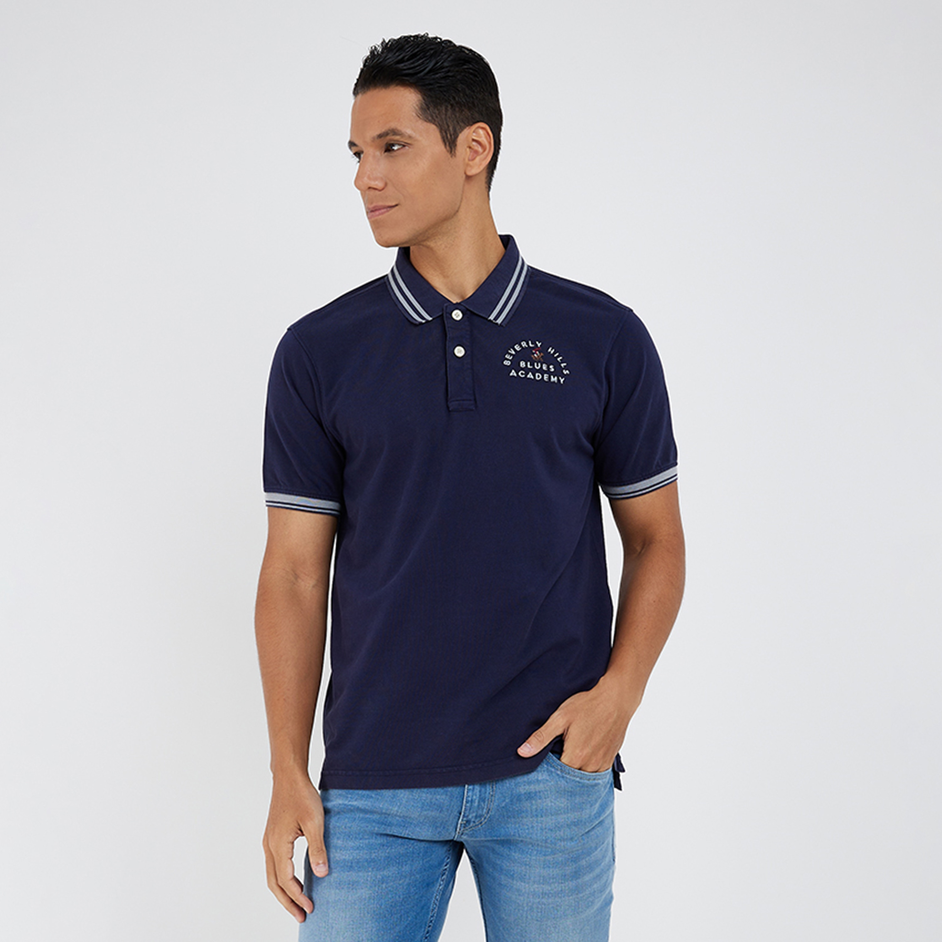 تي شيرت بولو من بيفرلي هيلز بولو كلوب بياقة وأكمام قصيرة مع شعار-men-clothing-tshirtsandpolos-polos-image-1