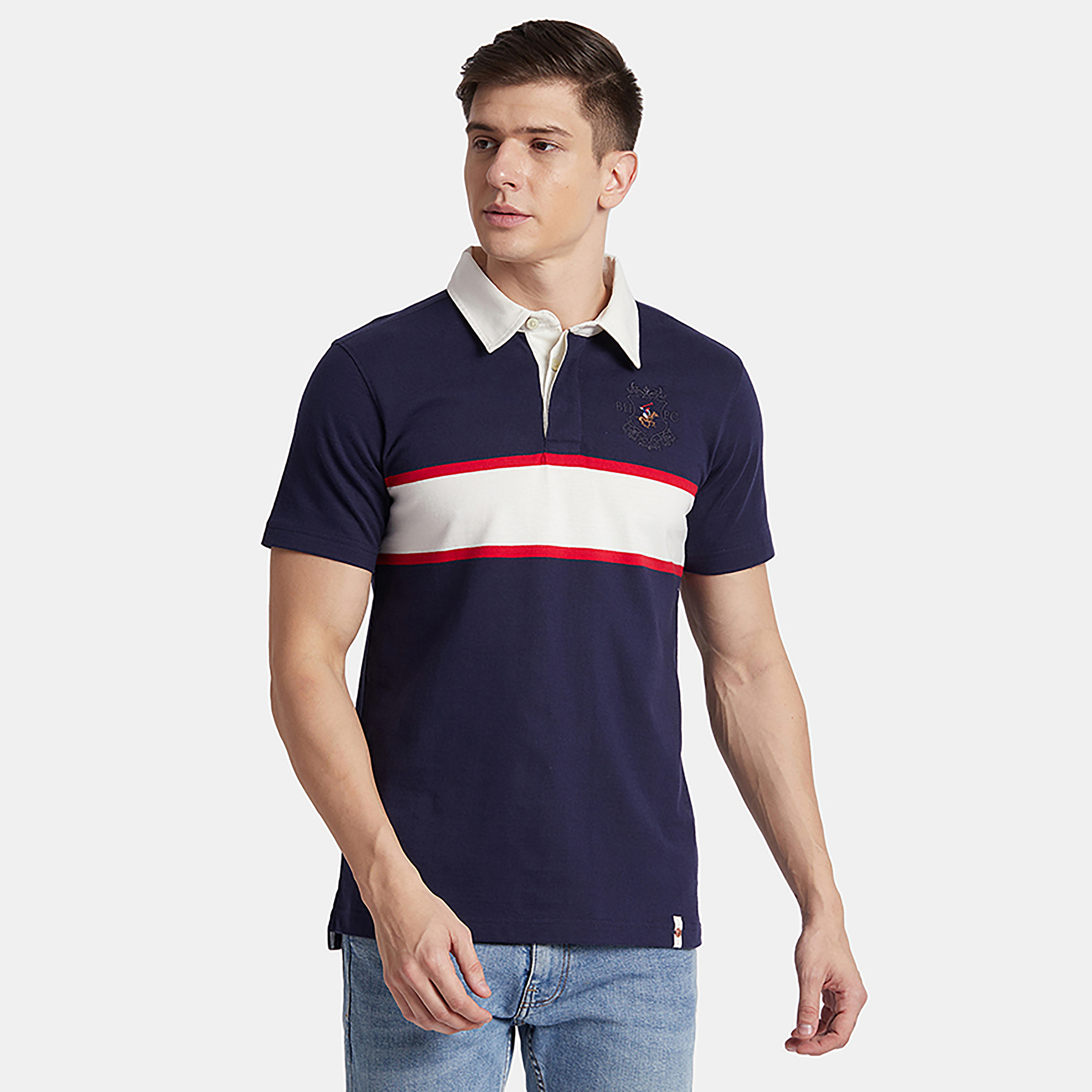 Beverly Hills Polo Club Color-Blocked Collared Short Sleeves Men's T-Shirt-men-clothing-tshirtsandpolos-polos-image-1